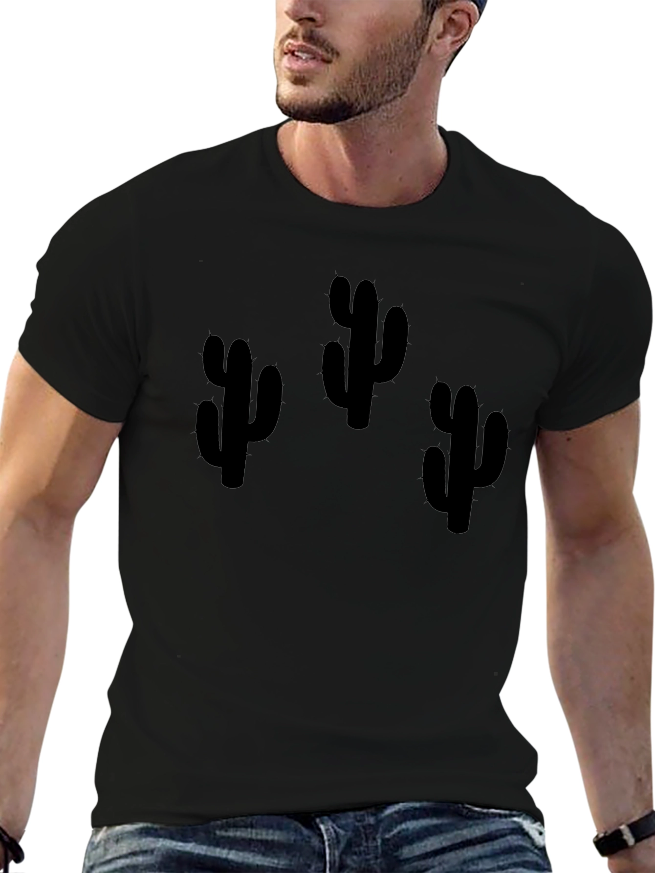 Cactus Graphic Print Black T-Shirt