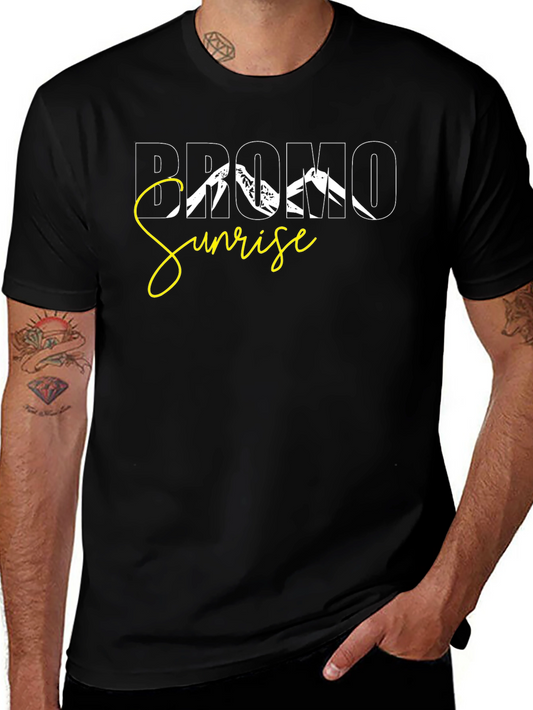 Bromo Sunrise Graphic Tee - Black Cotton T-Shirt