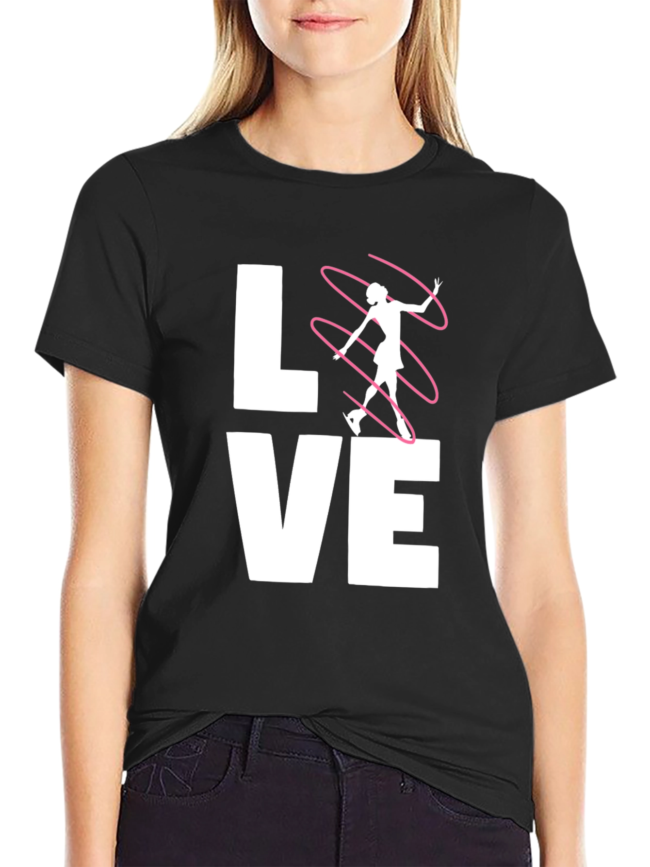 Figure Skating LOVE Graphic Tee - Black