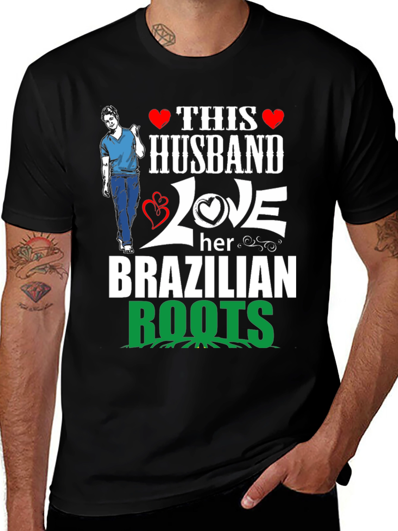 Husband Love Brazilian Roots Graphic T-Shirt