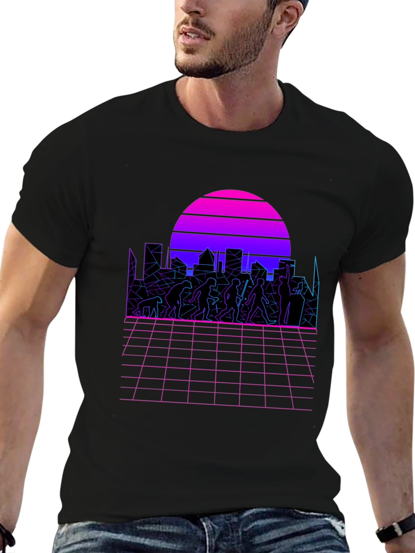 Retro Evolution T-Shirt - Synthwave Design