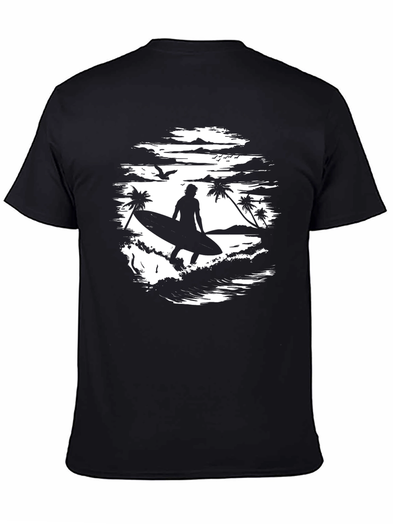 Surfer Silhouette Graphic Tee - Beach Vibes