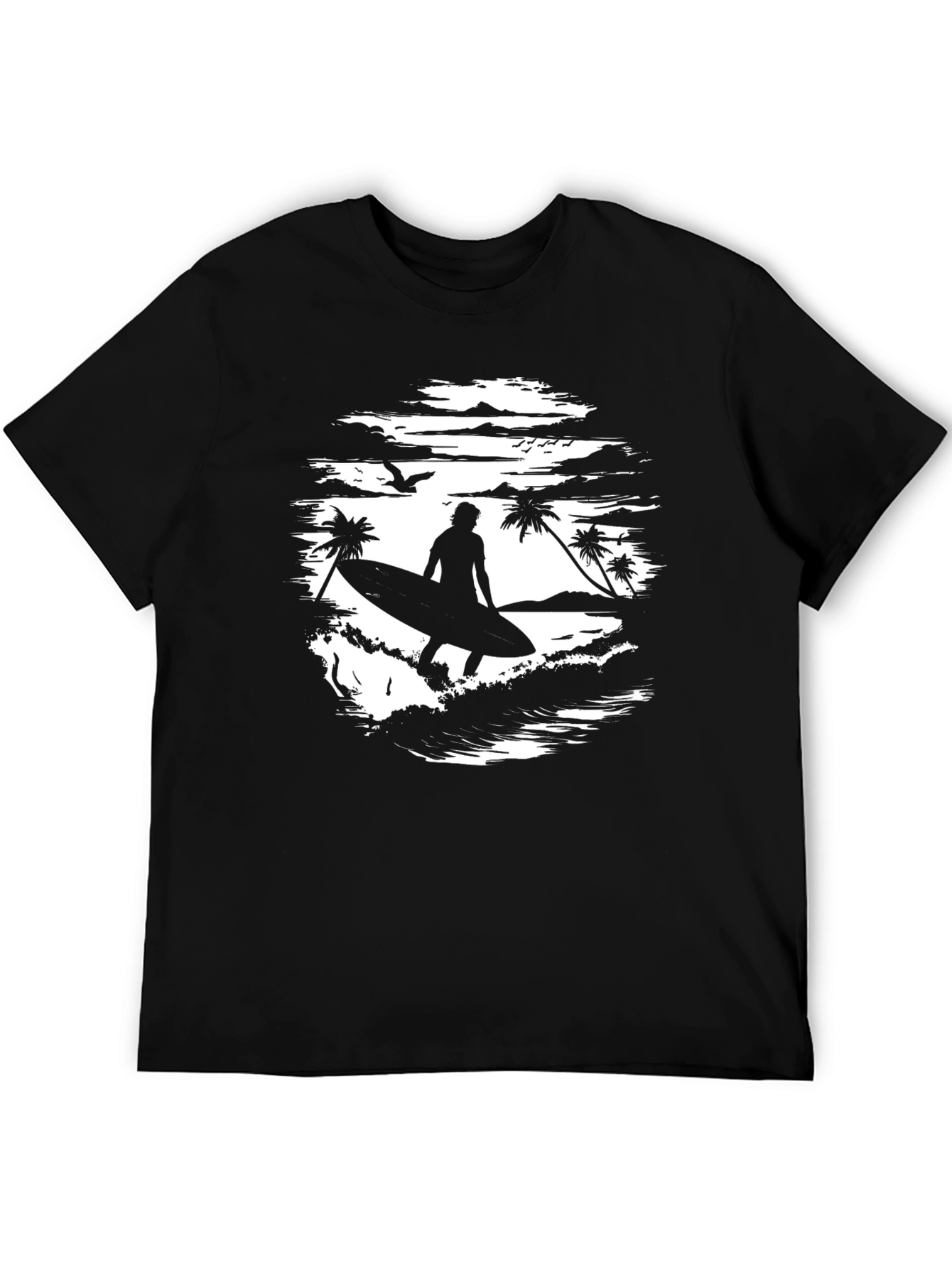 Surfer Silhouette Graphic Tee - Beach Vibes