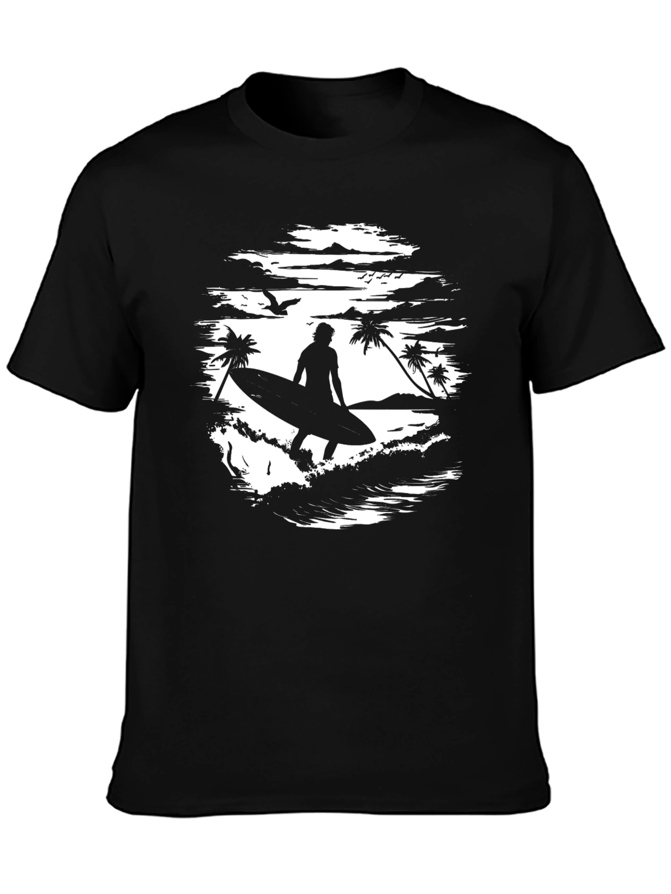 Surfer Silhouette Graphic Tee - Beach Vibes