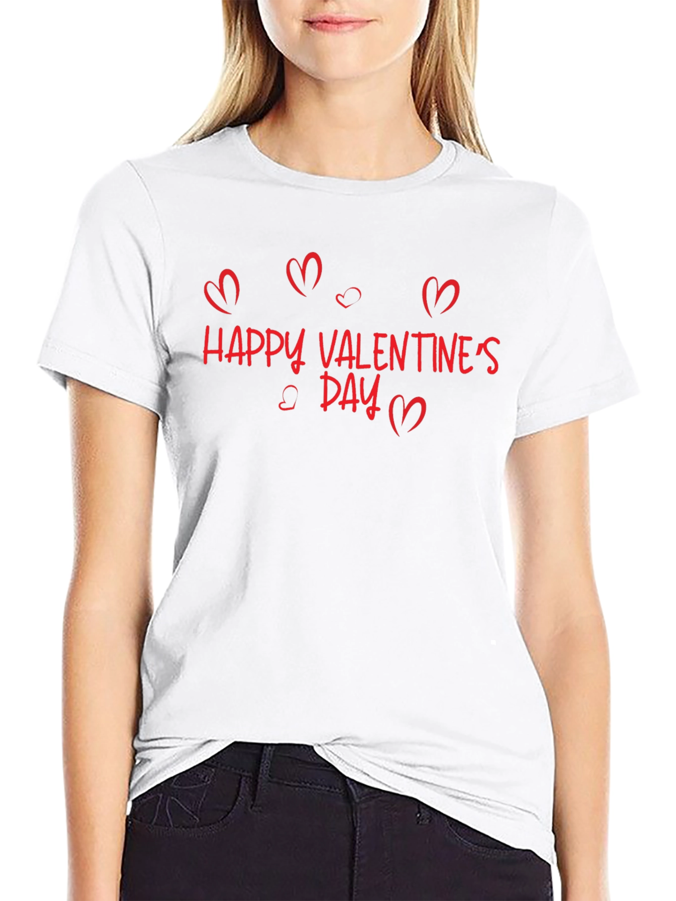 Happy Valentines Day Heart Tee - Black