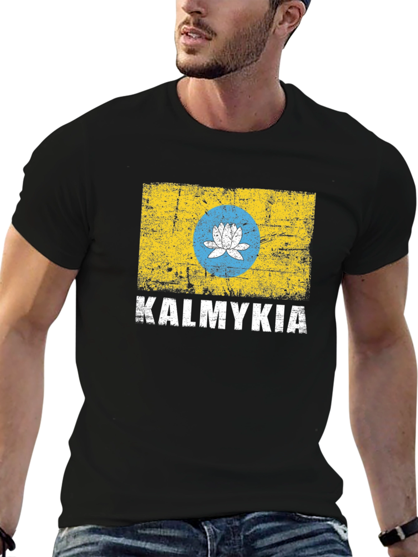Kalmykia Flag T-Shirt - Distressed Design