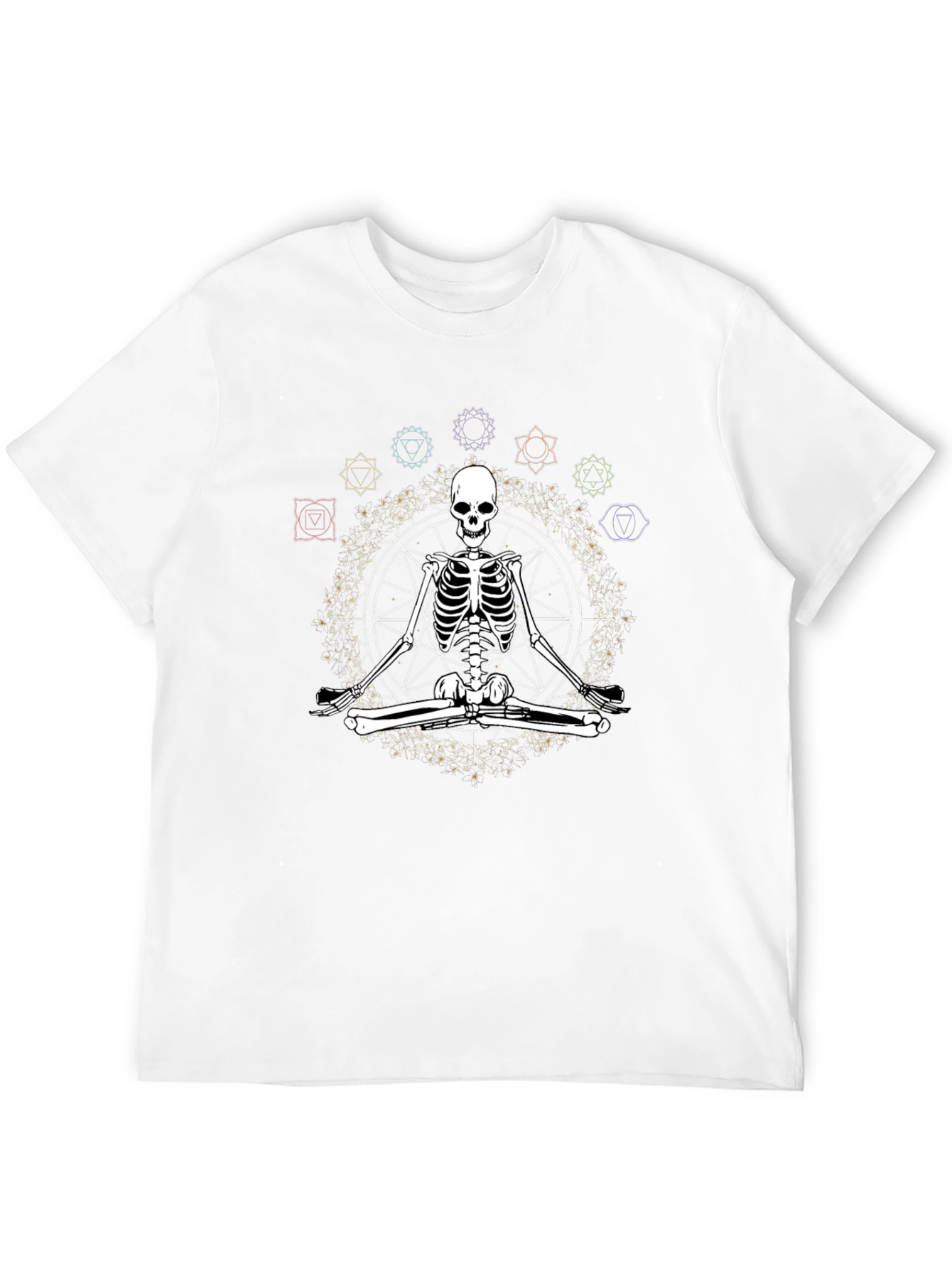 Meditating Skeleton Chakra T-Shirt - Yoga Death Black Tee