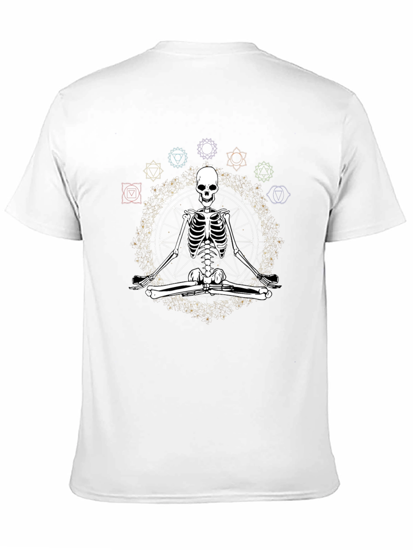 Meditating Skeleton Chakra T-Shirt - Yoga Death Black Tee