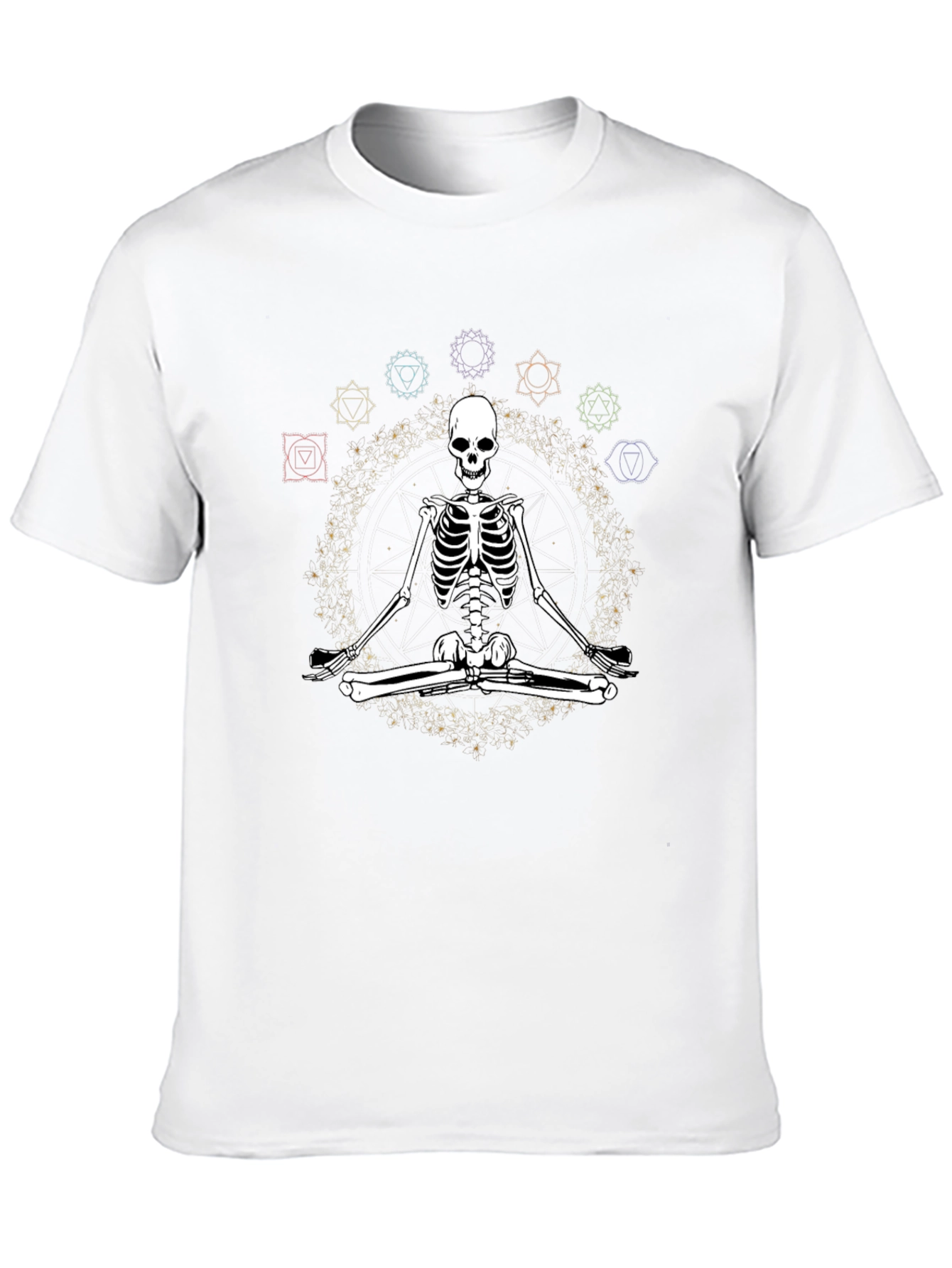 Meditating Skeleton Chakra T-Shirt - Yoga Death Black Tee
