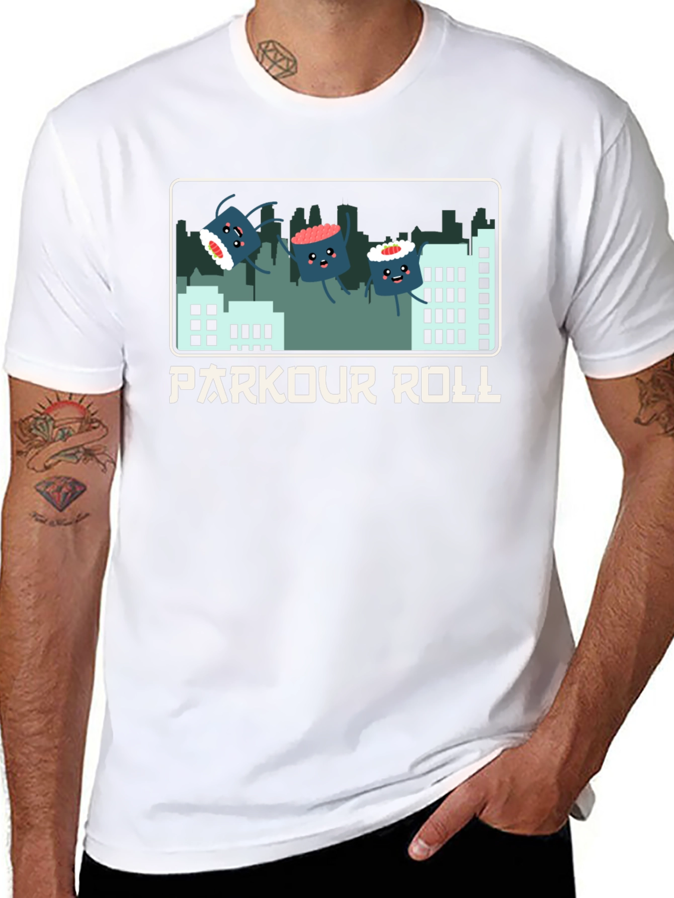 Parkour Roll Sushi Graphic T-Shirt