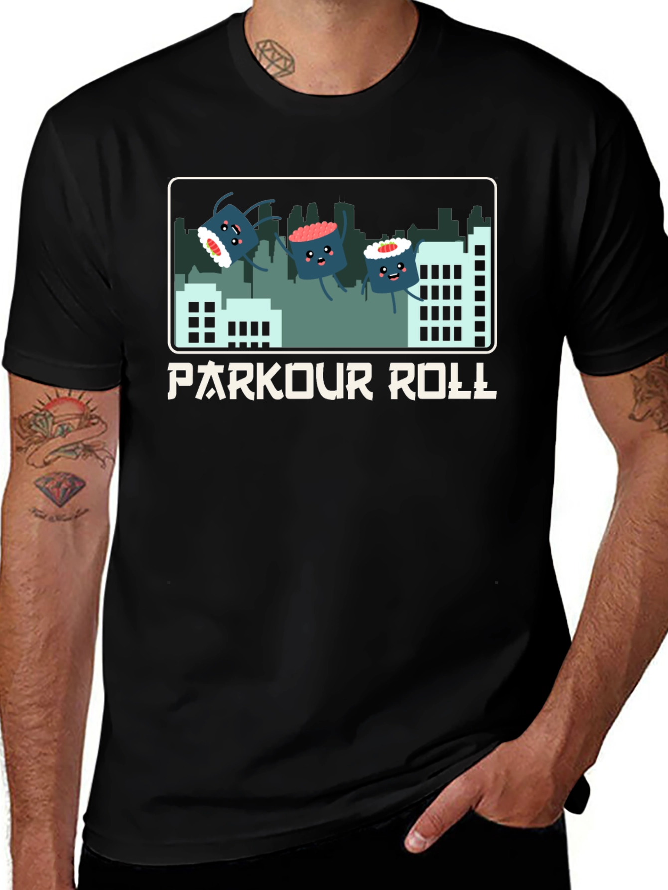 Parkour Roll Sushi Graphic T-Shirt
