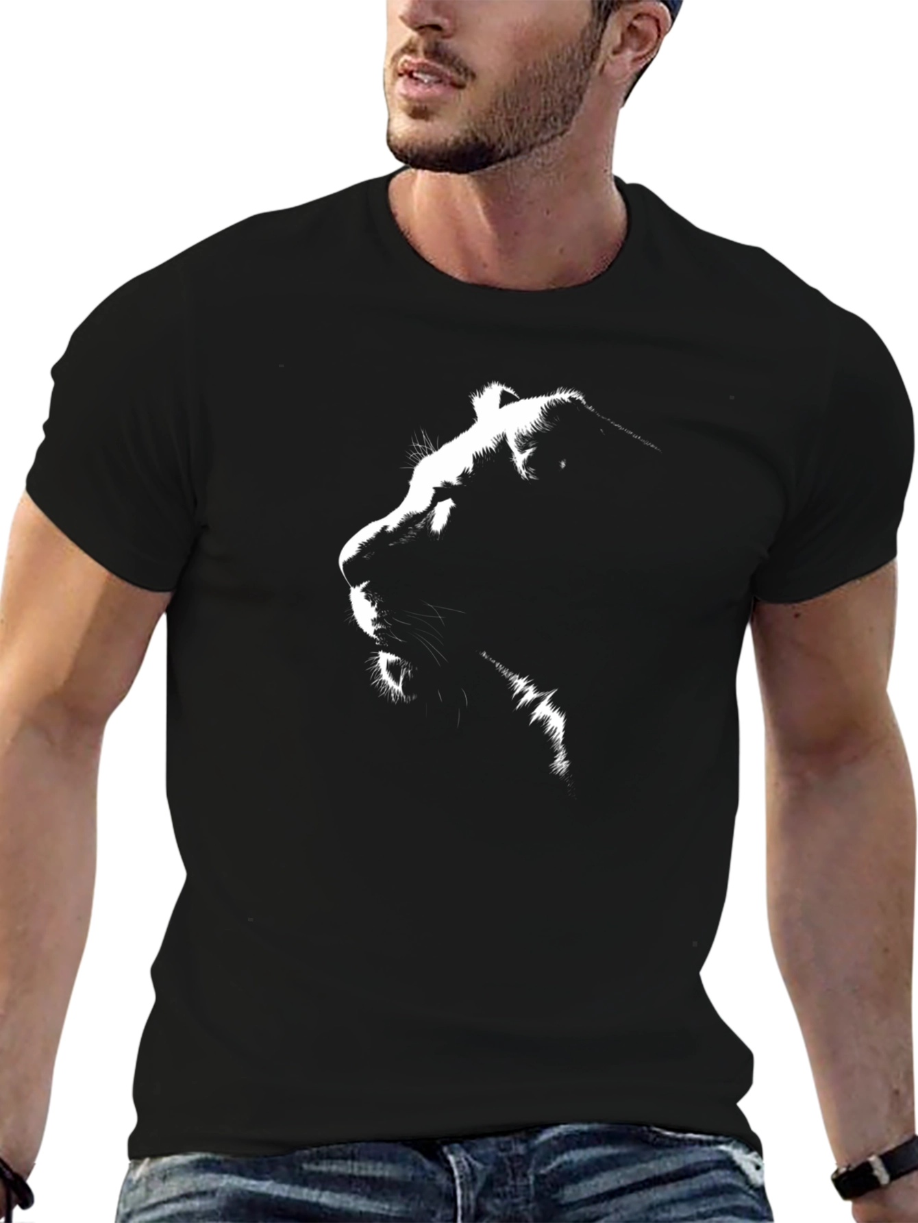 Lion Silhouette Black Graphic Tee