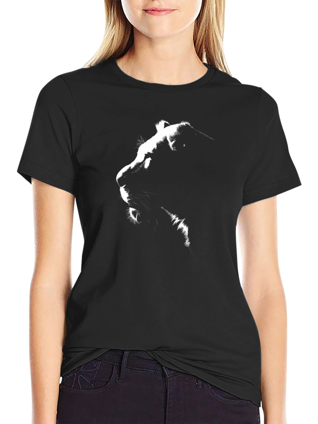 Lion Silhouette Black Graphic Tee