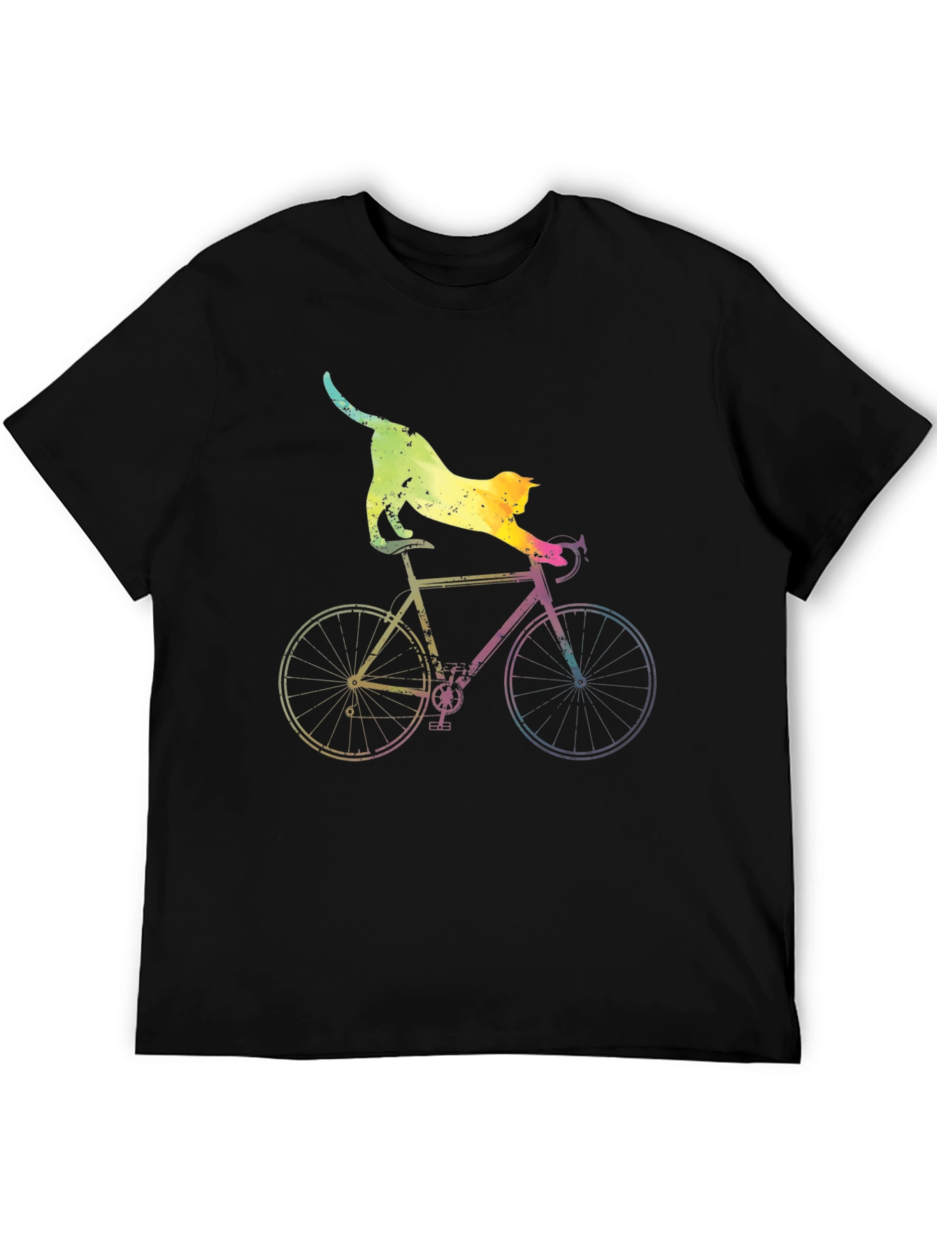 Cat Riding Bike Graphic T-Shirt