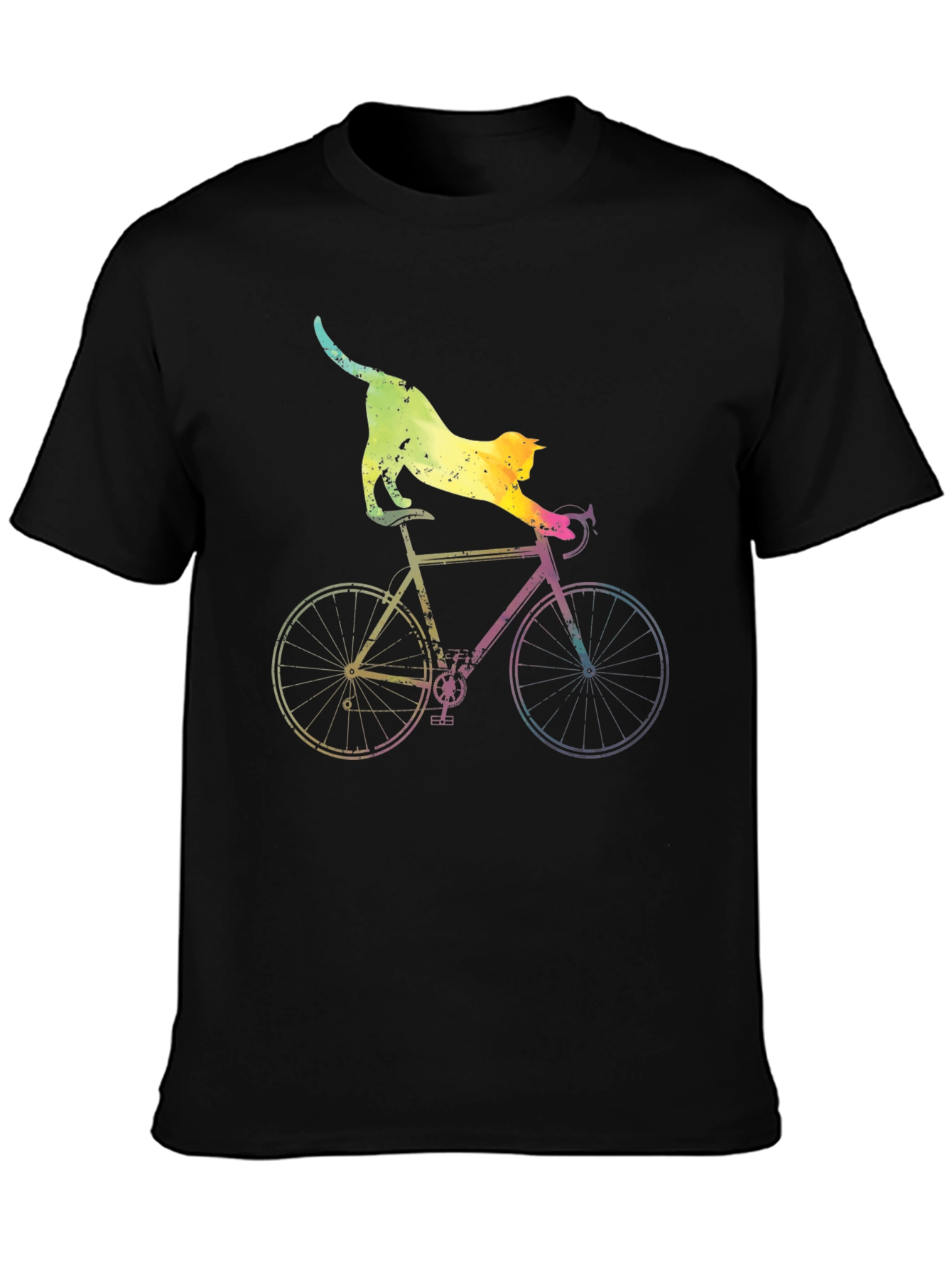 Cat Riding Bike Graphic T-Shirt