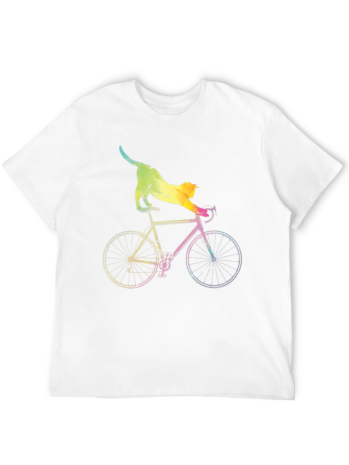 Cat Riding Bike Graphic T-Shirt
