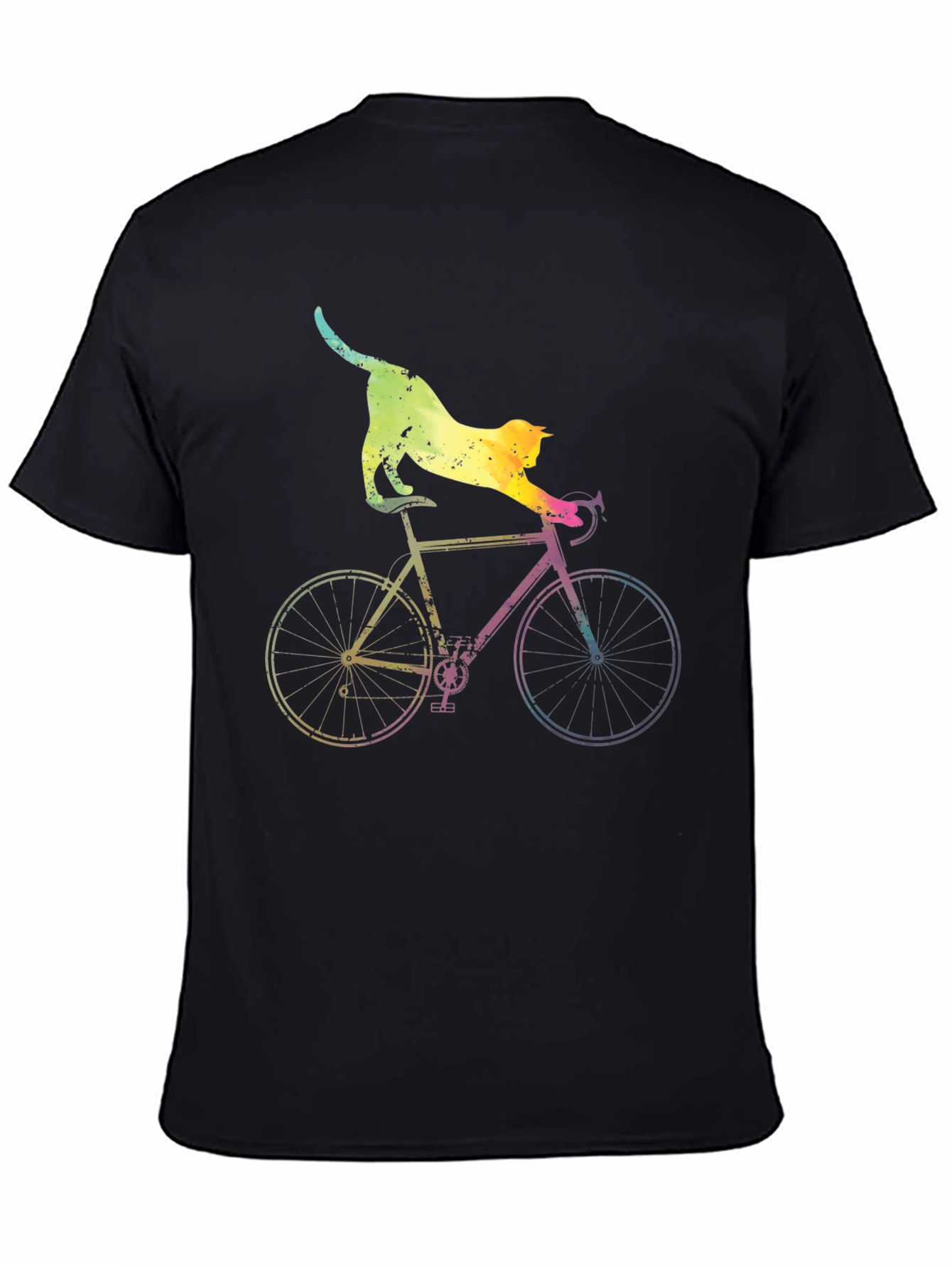Cat Riding Bike Graphic T-Shirt