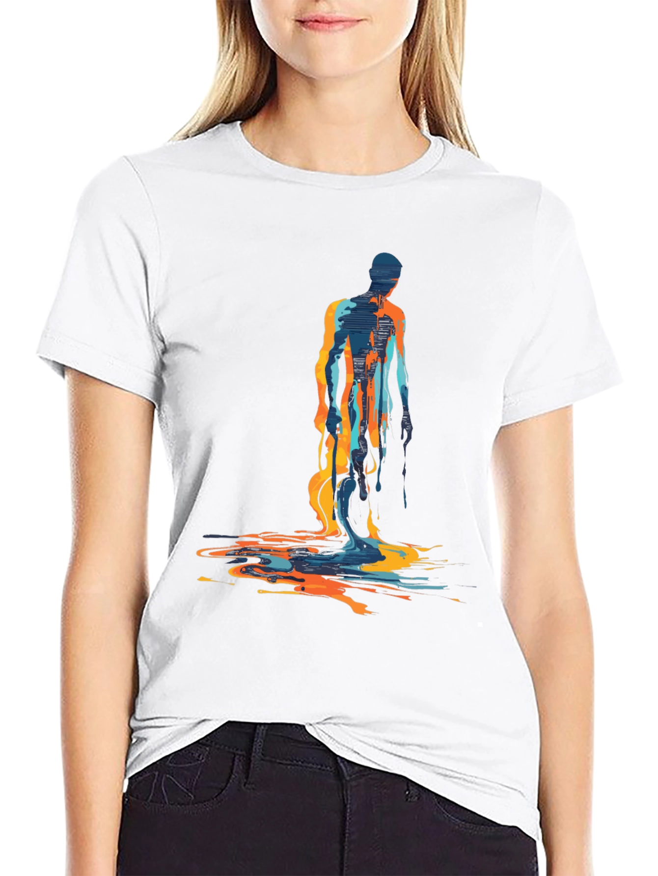 Abstract Figure Graphic Tee - Mens Black T-Shirt