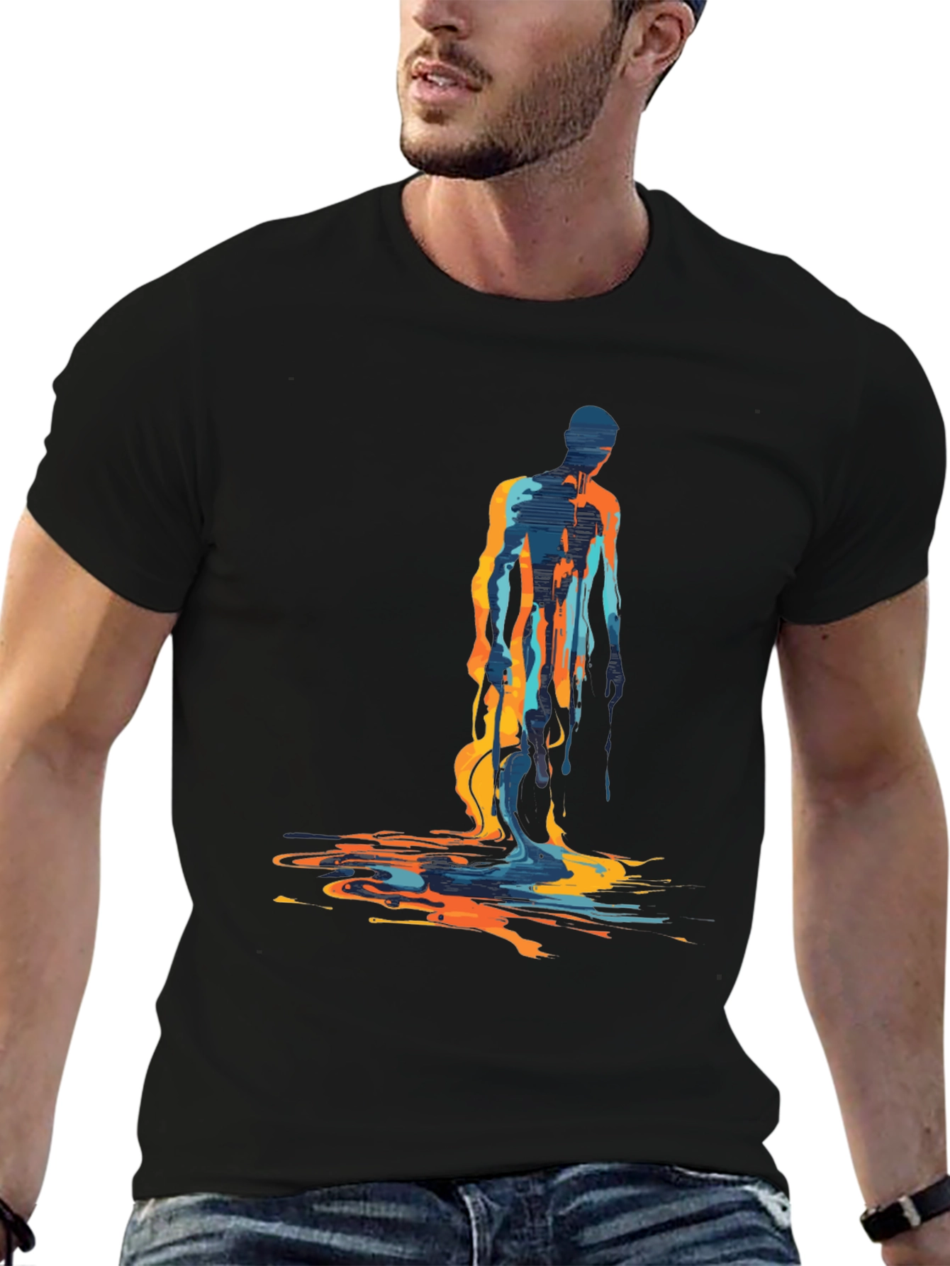 Abstract Figure Graphic Tee - Mens Black T-Shirt