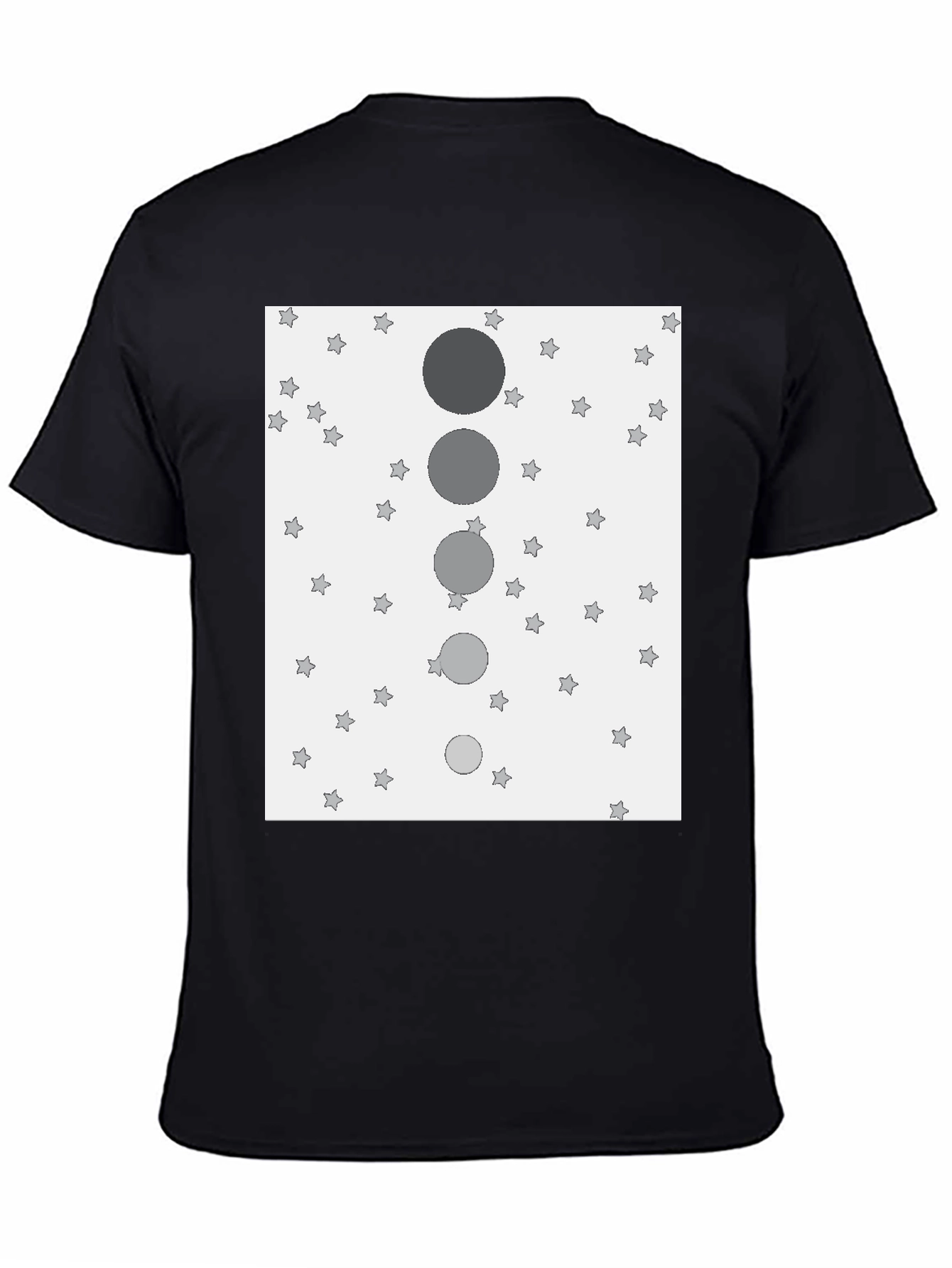 Stylish Black T-Shirt with Starry Sky & Moon Design