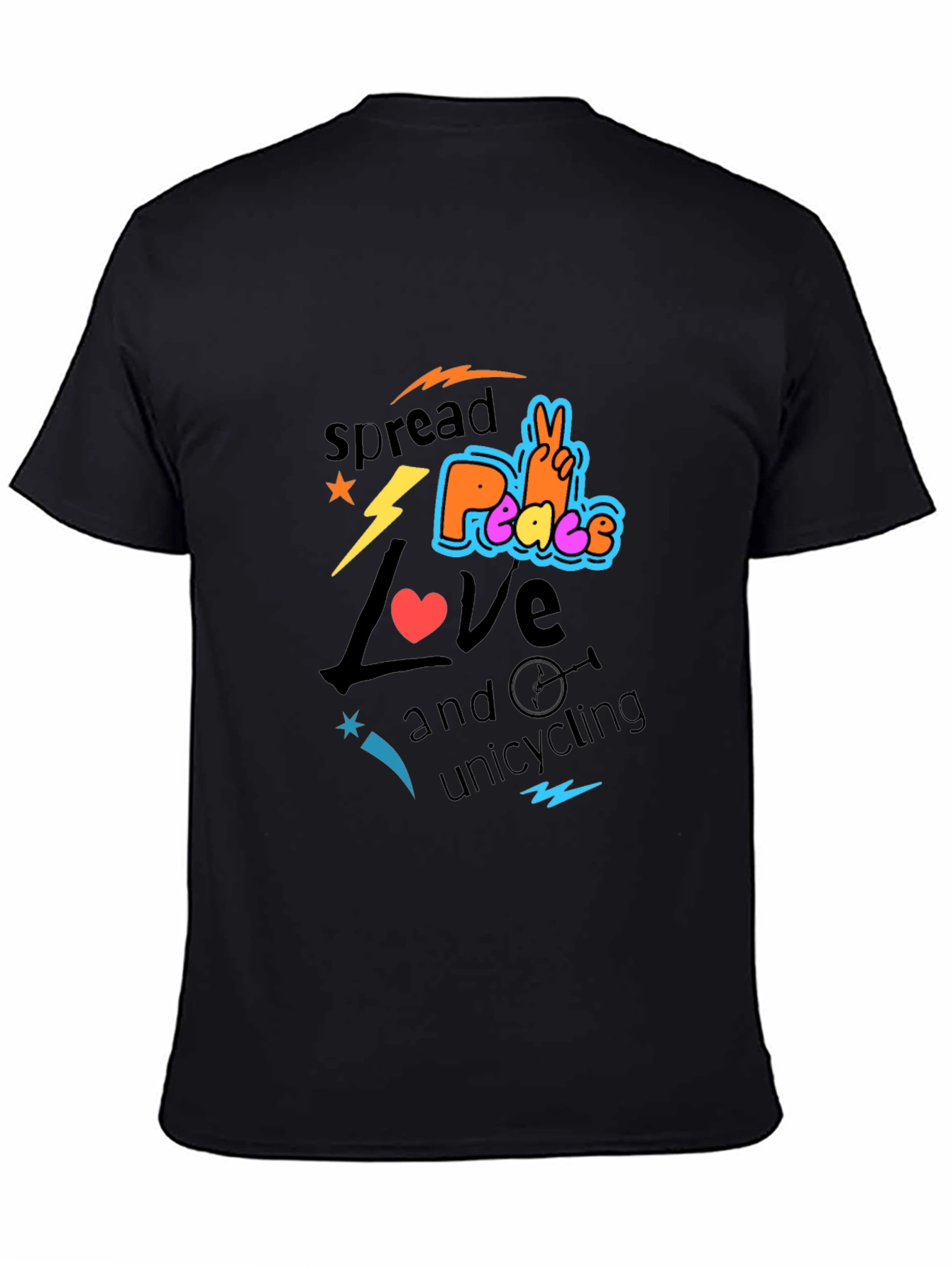 Spread Love Peace Unicycling Graphic T-Shirt