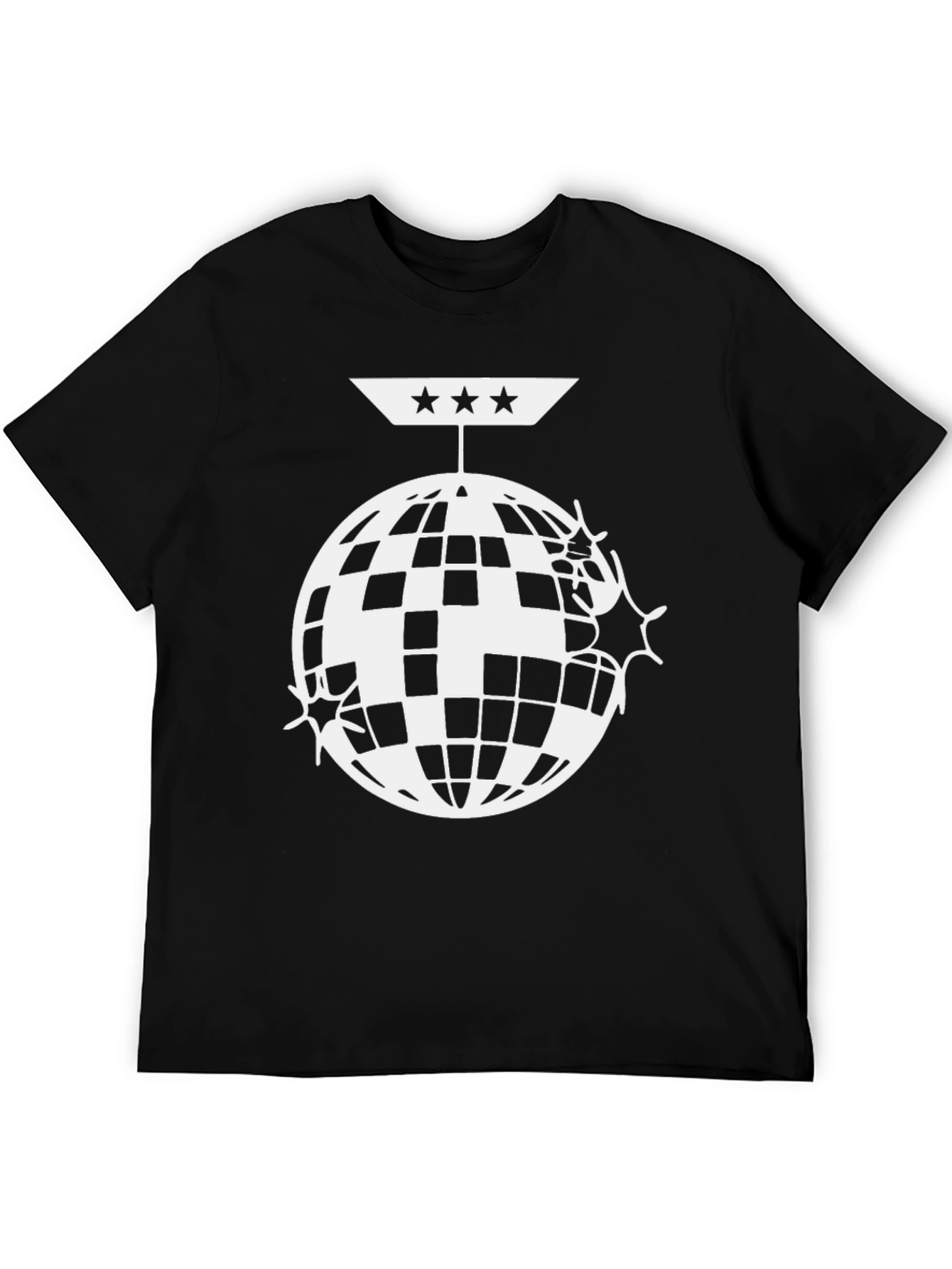Disco Ball Graphic Tee - Black Cotton Blend