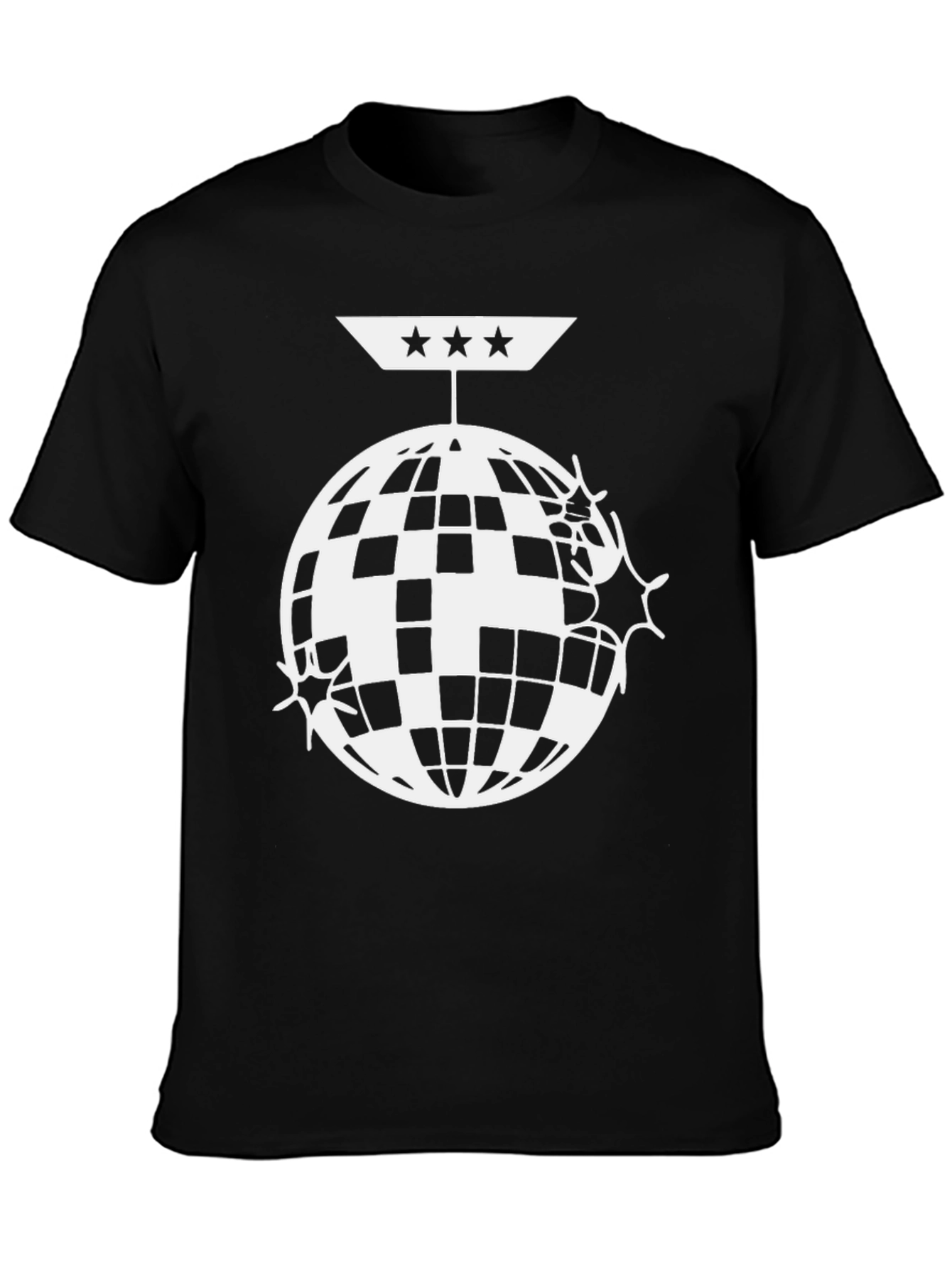 Disco Ball Graphic Tee - Black Cotton Blend