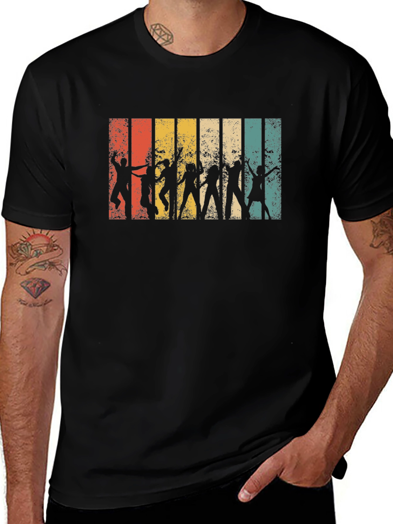 Retro Dance Silhouette Black T-Shirt