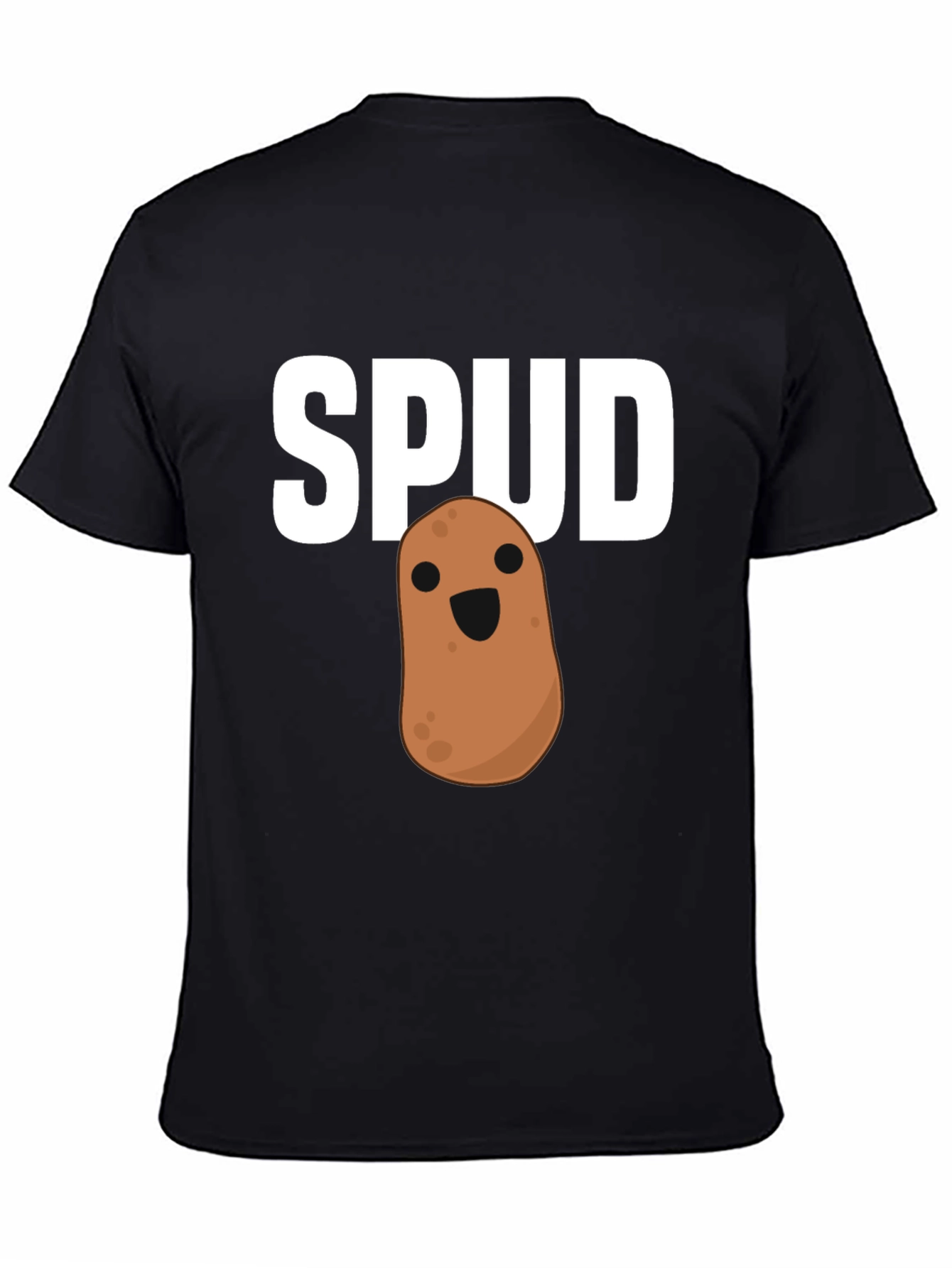 Funny Spud Potato Graphic Black T-Shirt