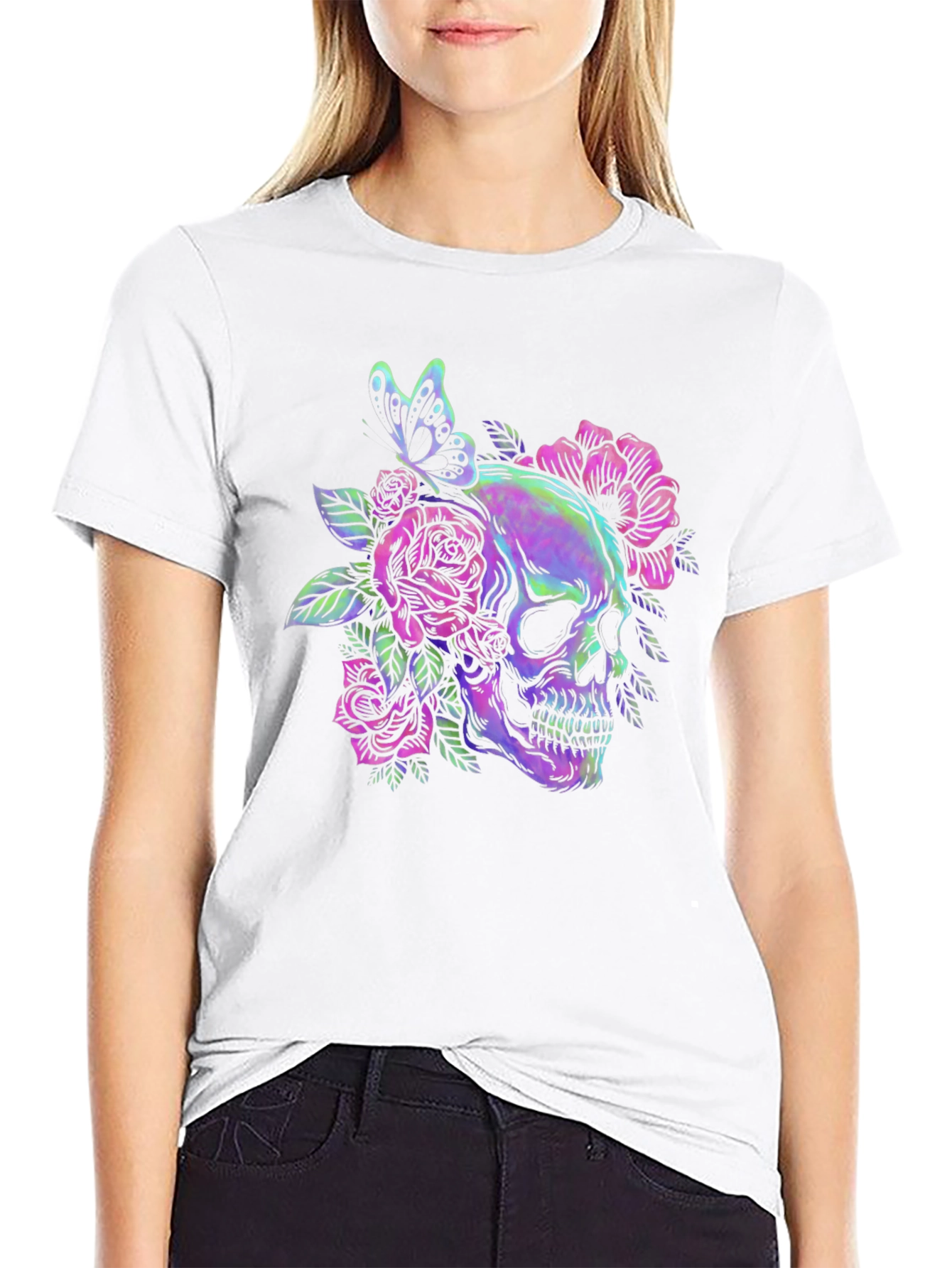 Skull & Roses Graphic Tee - Mens Black T-Shirt