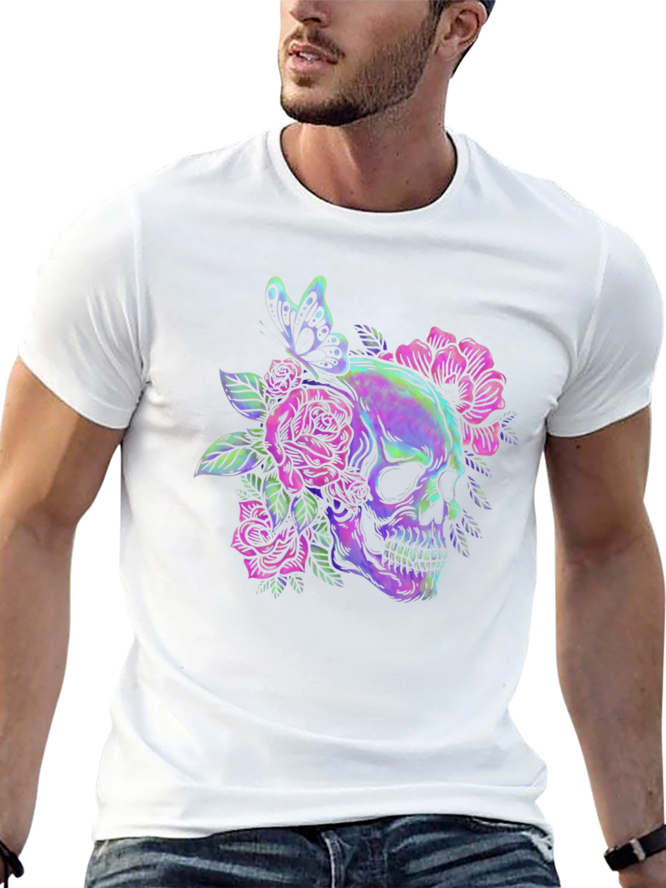 Skull & Roses Graphic Tee - Mens Black T-Shirt