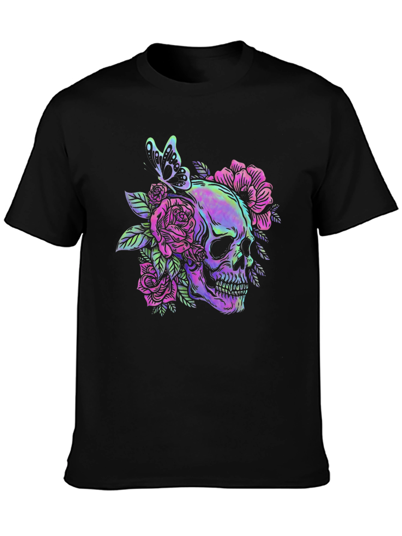 Skull & Roses Graphic Tee - Mens Black T-Shirt