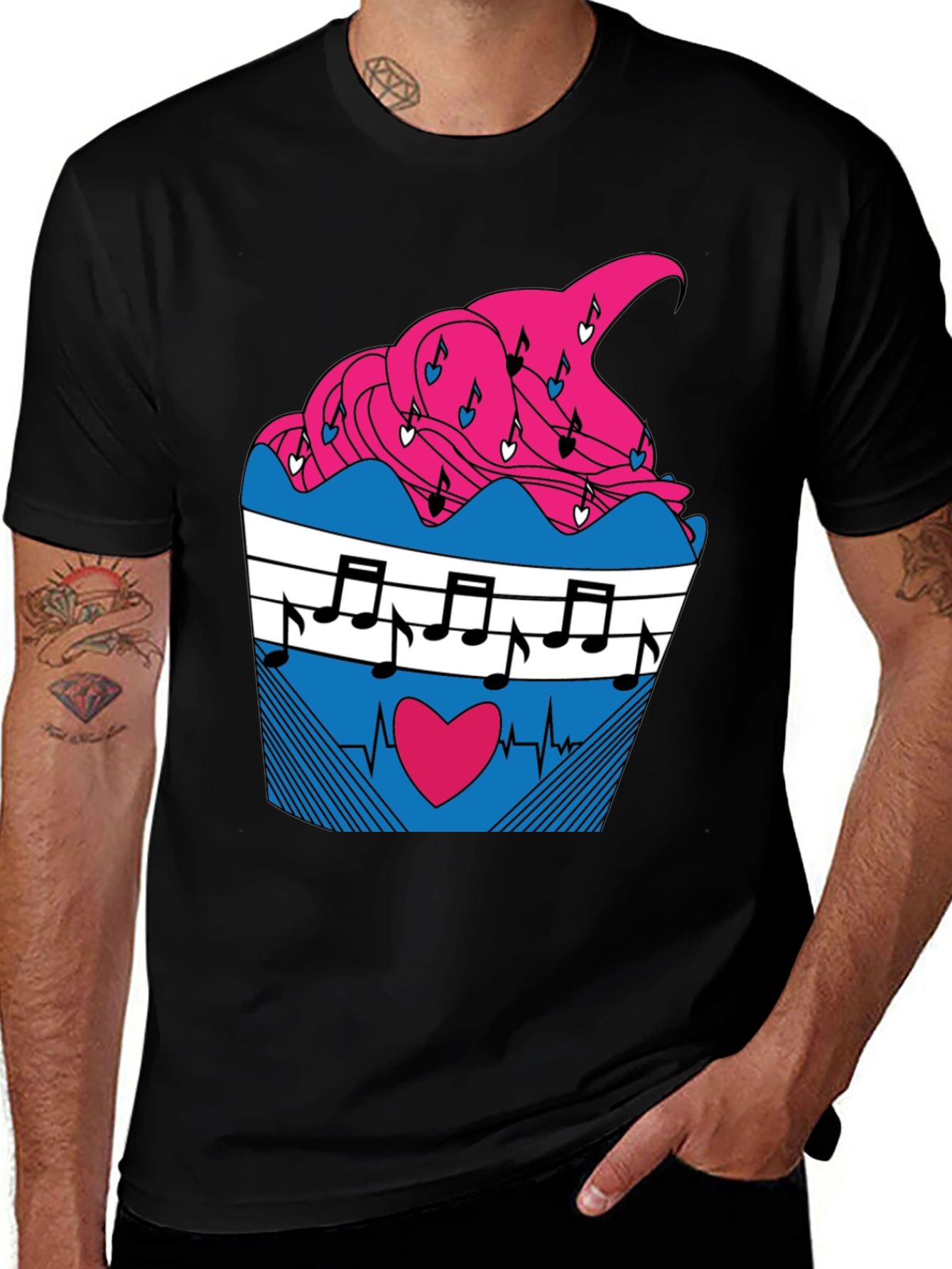 Music Heartbeat Cupcake Graphic Tee