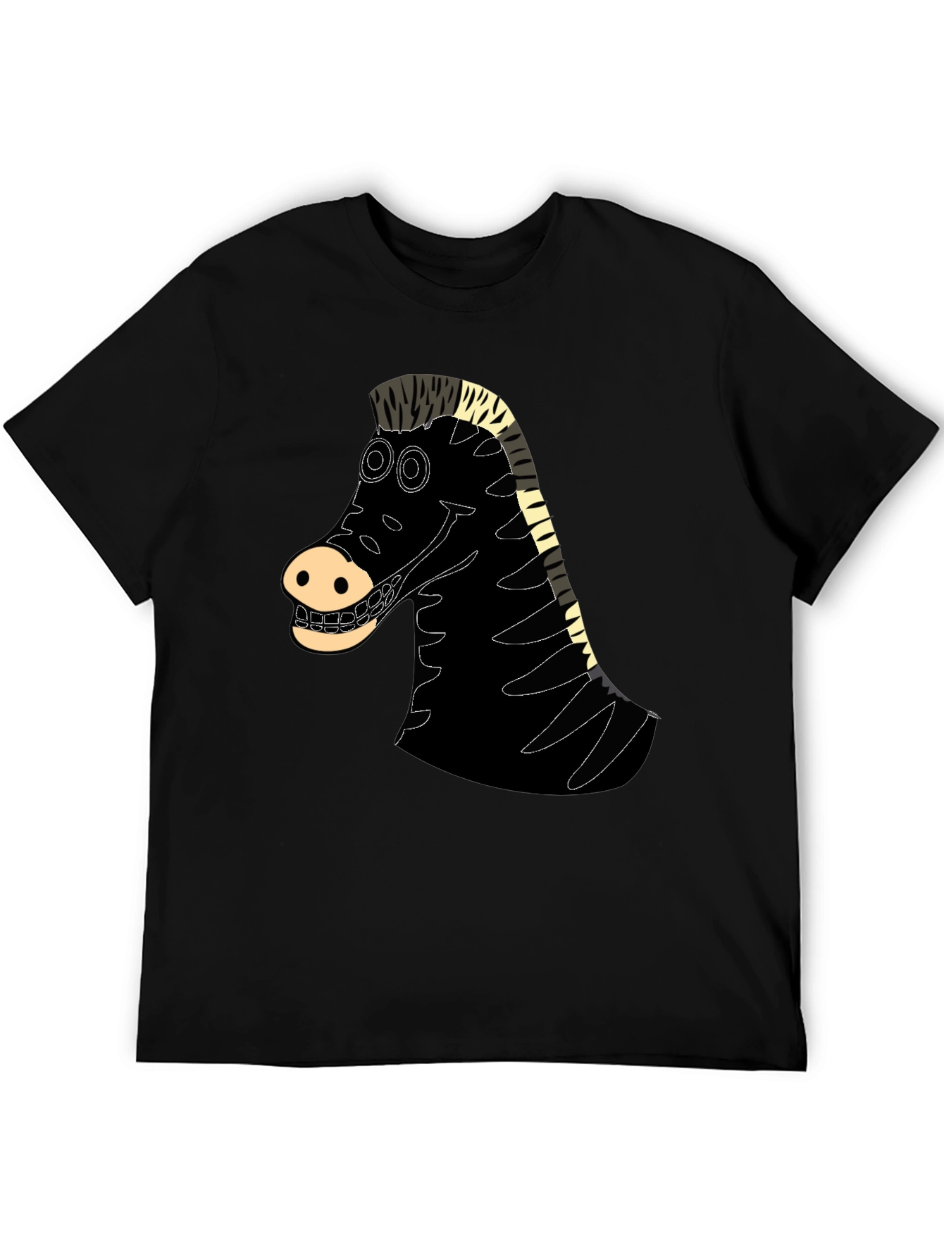 Cartoon Zebra Graphic Tee - Black Casual Shirt