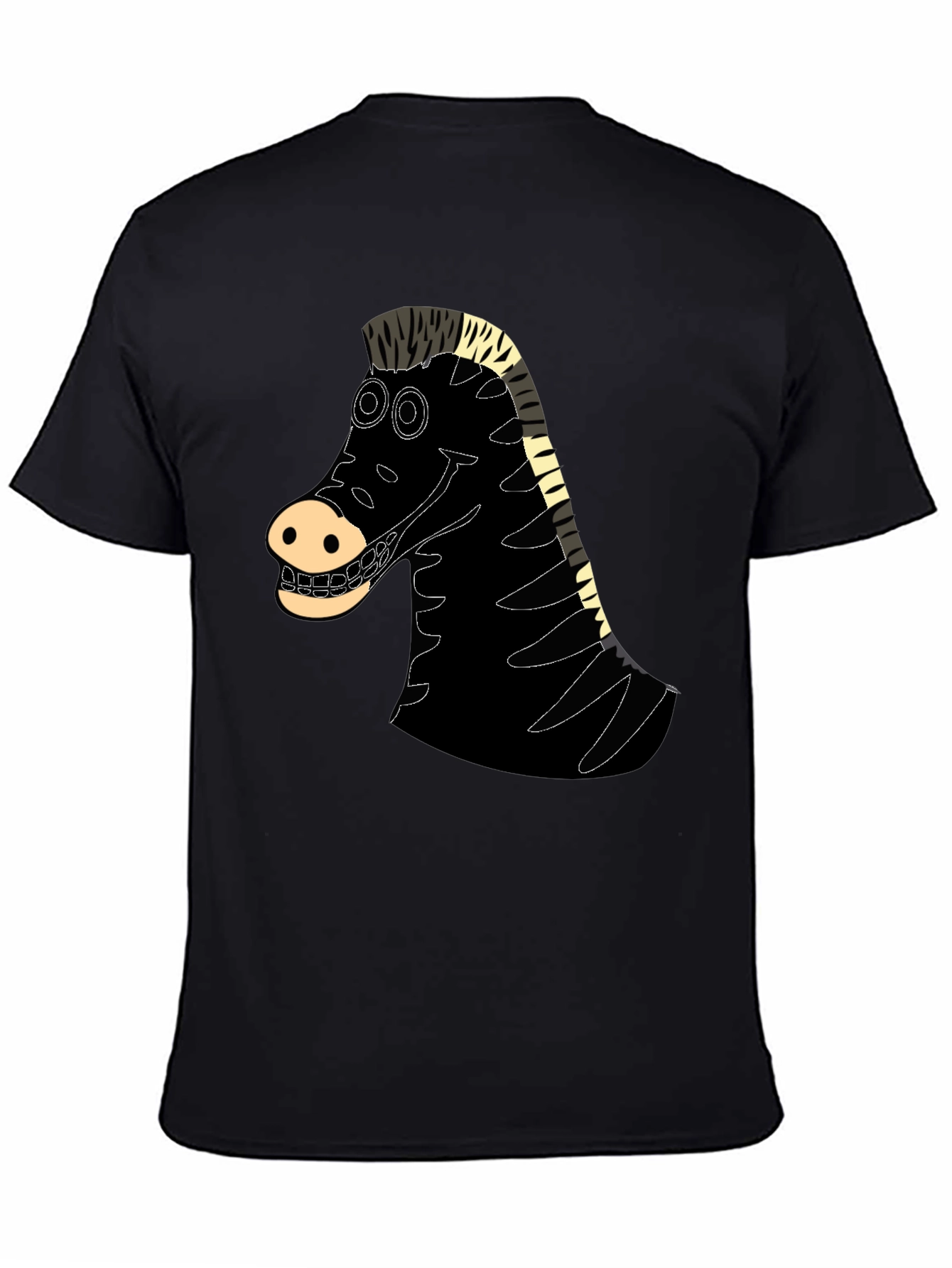 Cartoon Zebra Graphic Tee - Black Casual Shirt