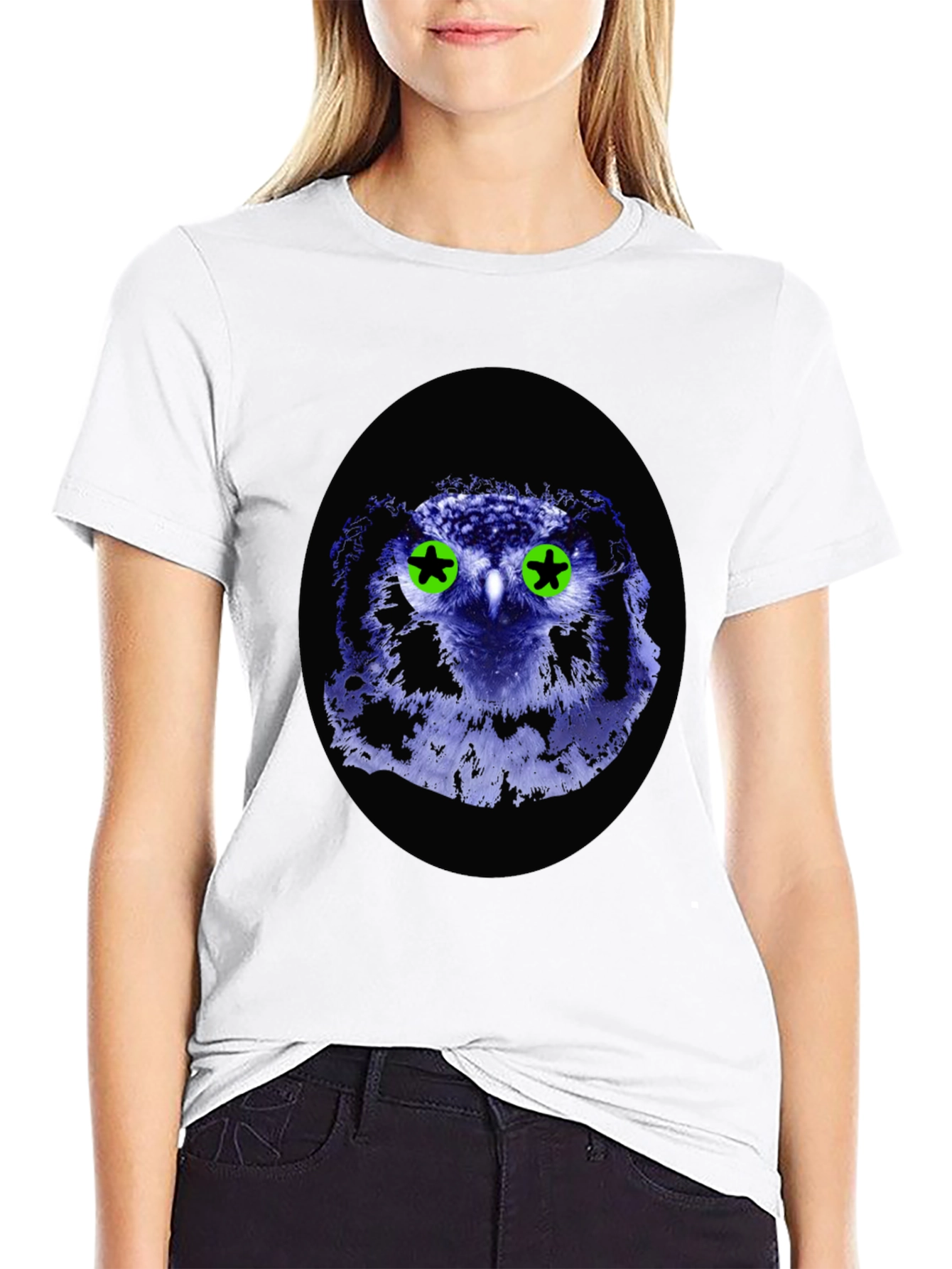 Owl Graphic Tee - Black Cotton Blend