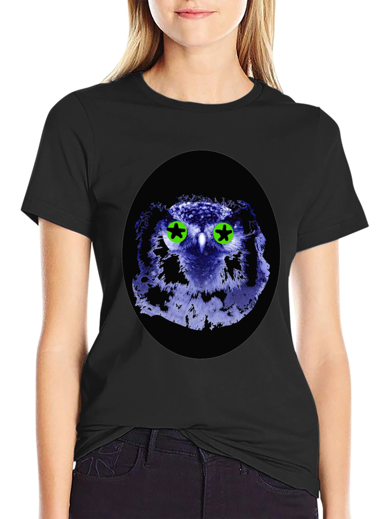 Owl Graphic Tee - Black Cotton Blend