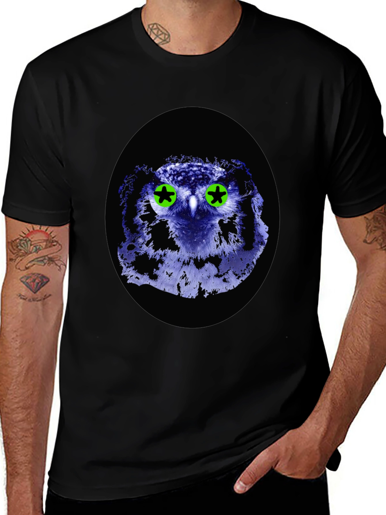 Owl Graphic Tee - Black Cotton Blend