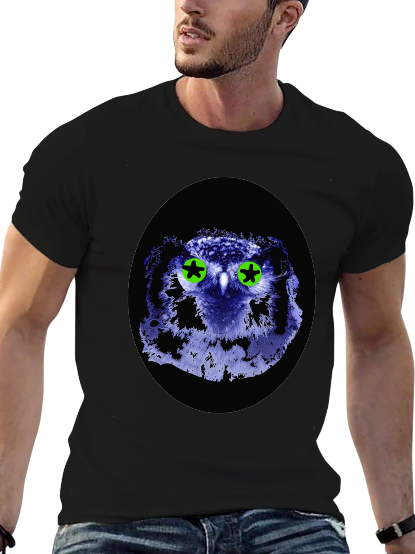 Owl Graphic Tee - Black Cotton Blend