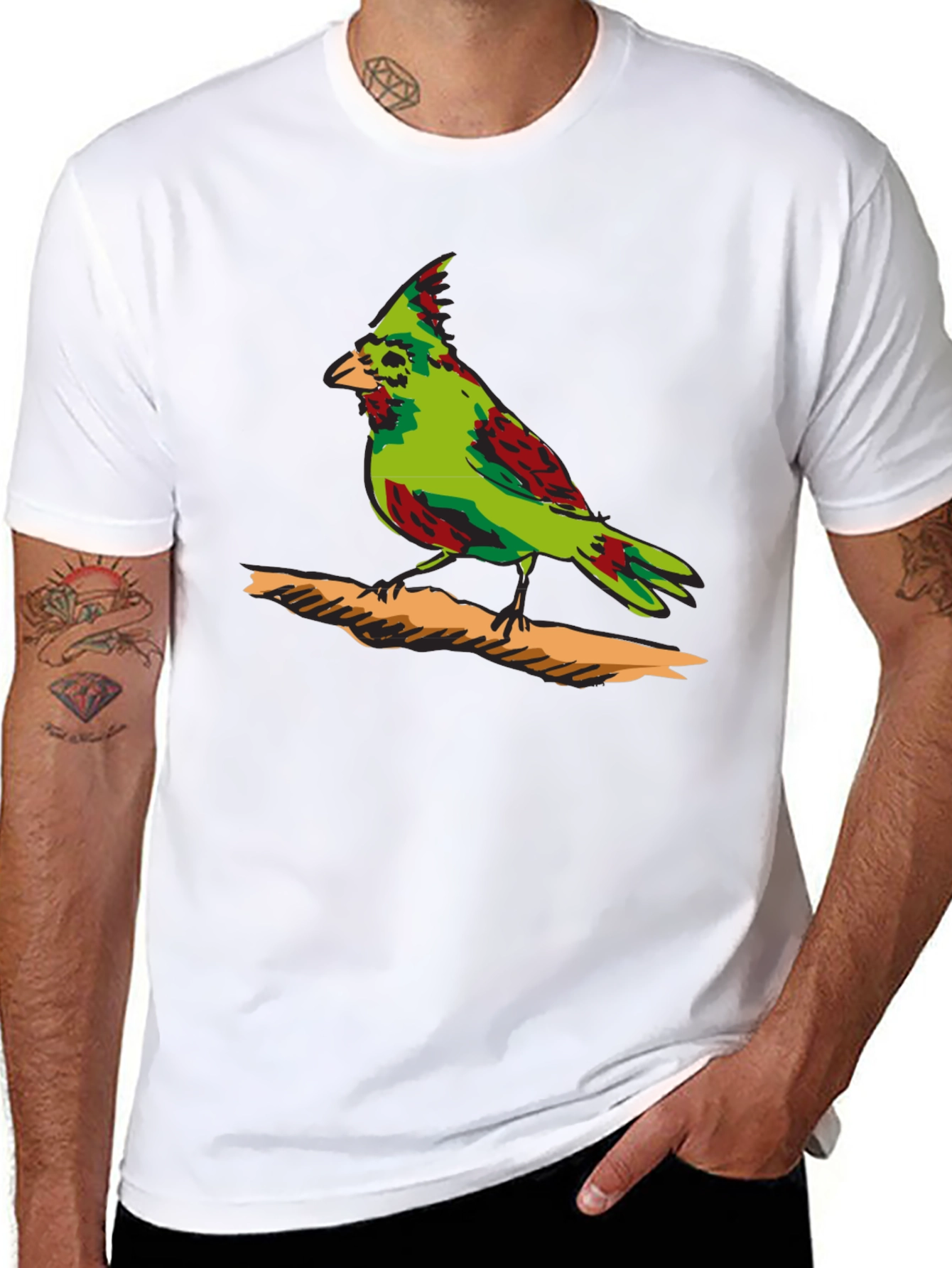 Green Cardinal Graphic Print T-Shirt