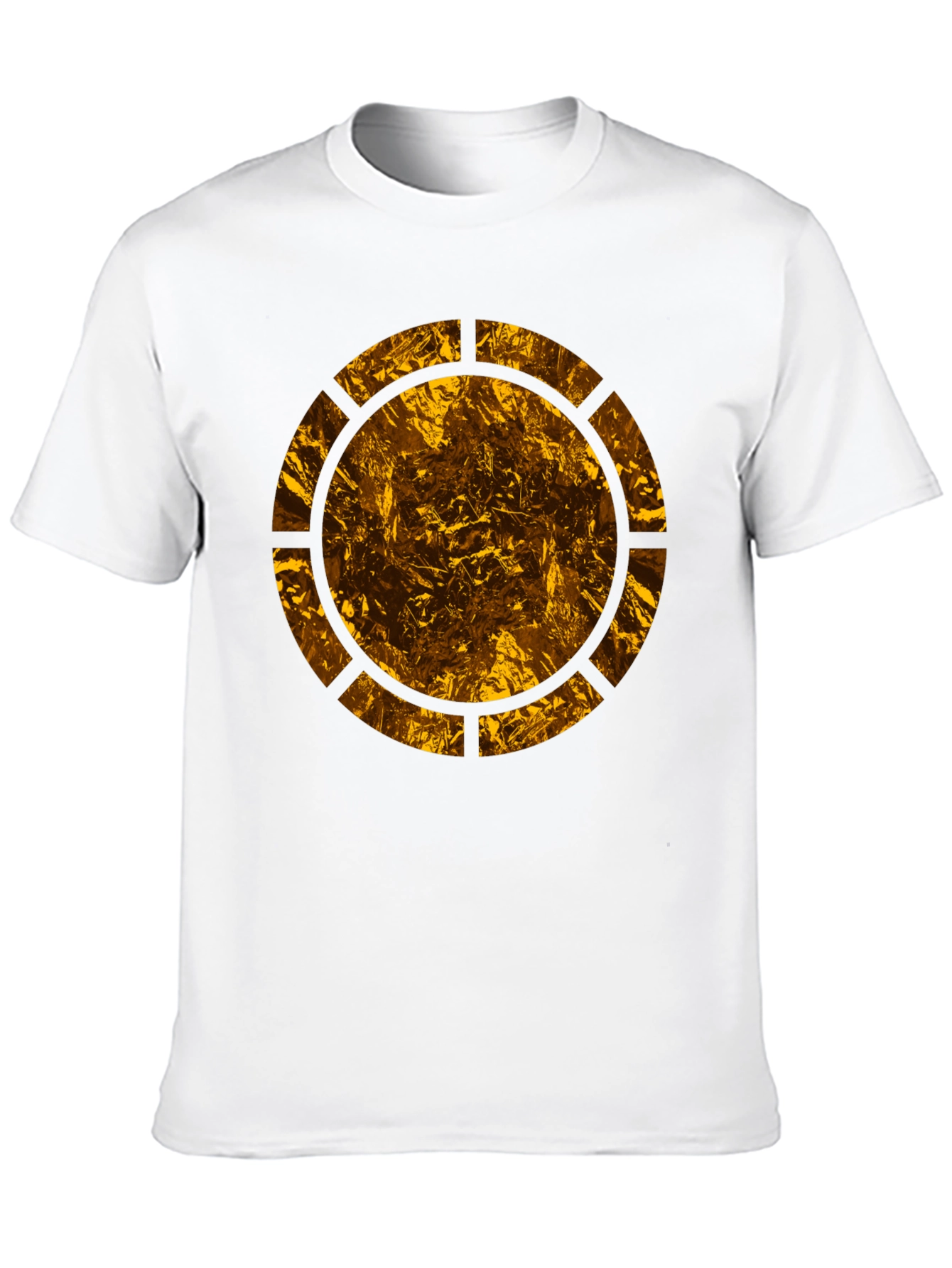 Mens Black T-Shirt with Abstract Gold Circle Design
