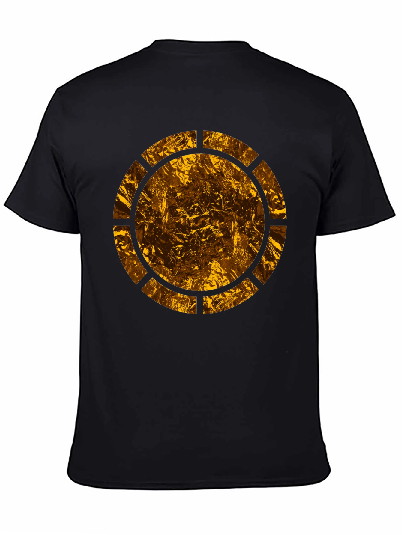 Mens Black T-Shirt with Abstract Gold Circle Design