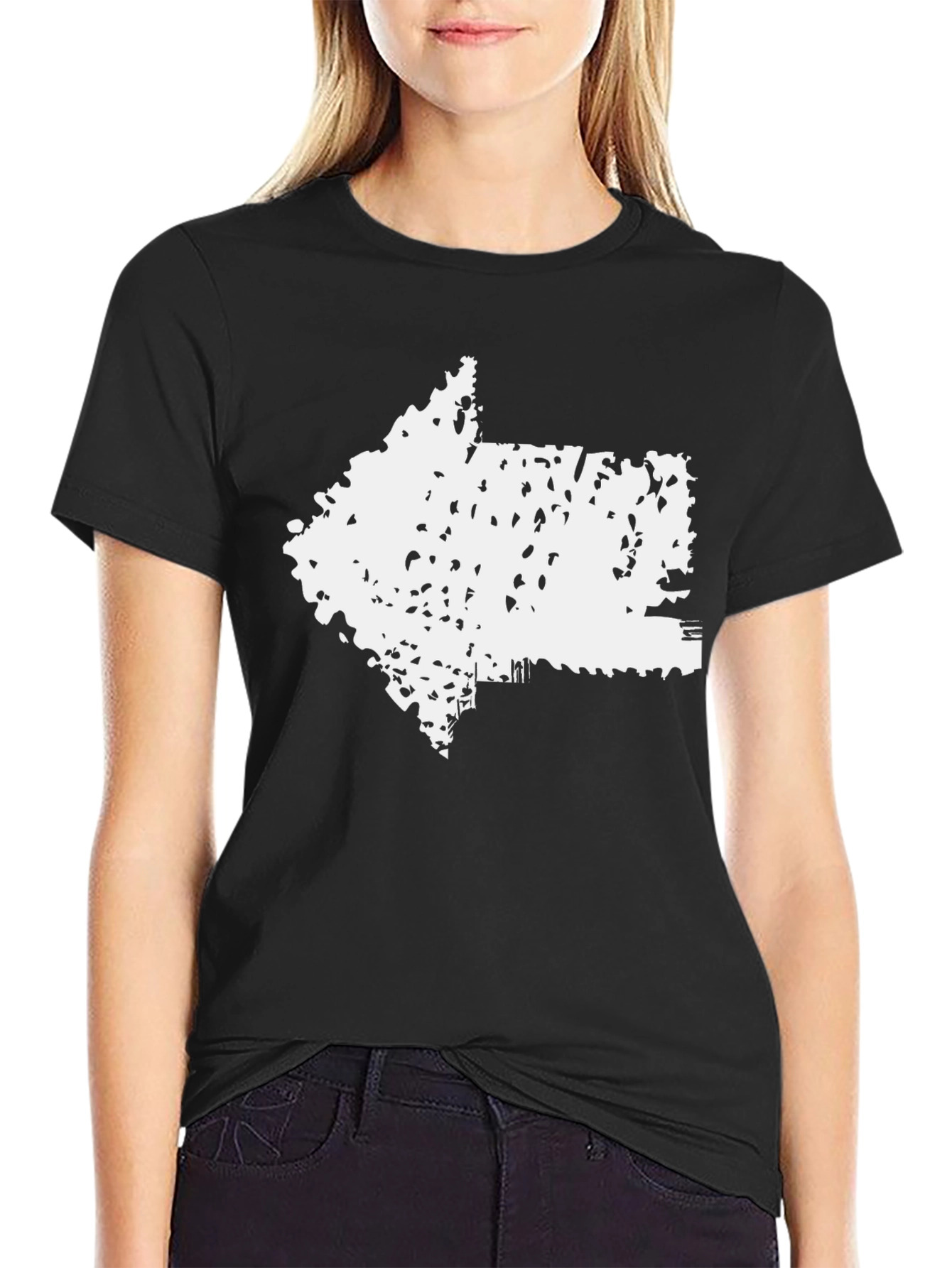 Distressed Arrow Graphic Tee - Black Cotton Blend