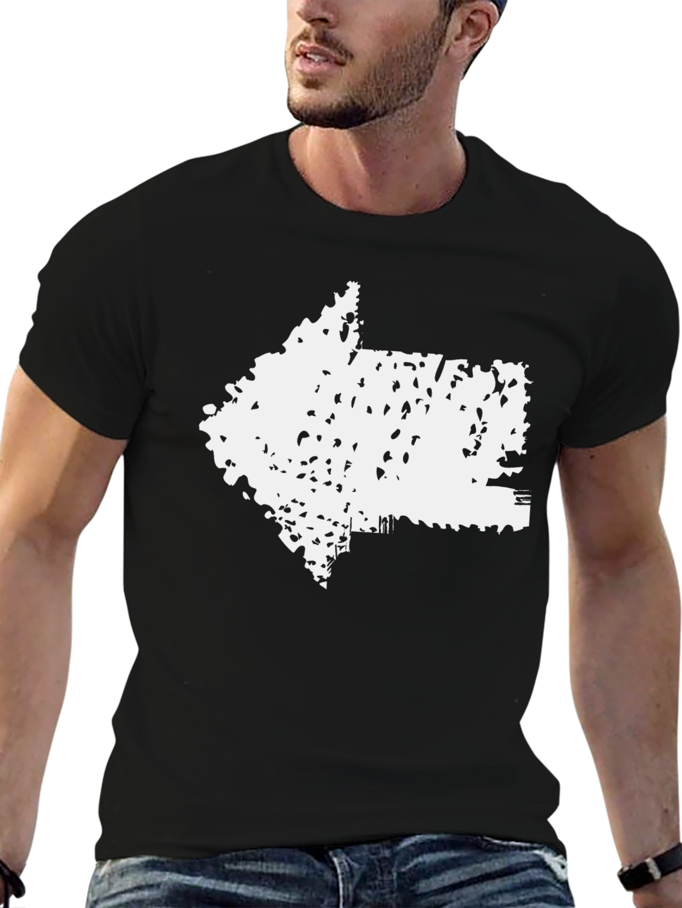 Distressed Arrow Graphic Tee - Black Cotton Blend