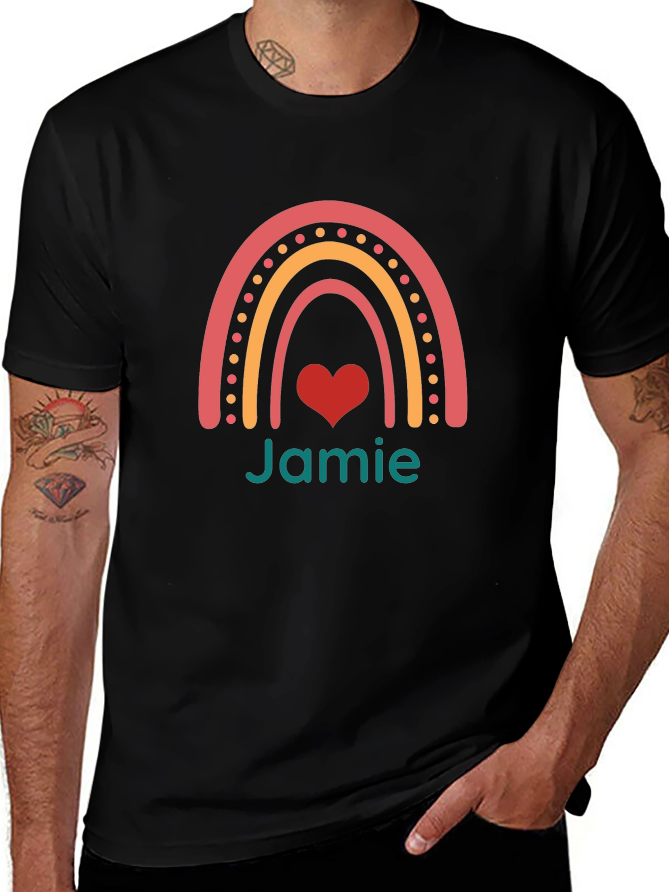 Heart Rainbow Personalized T-Shirt - Jamie