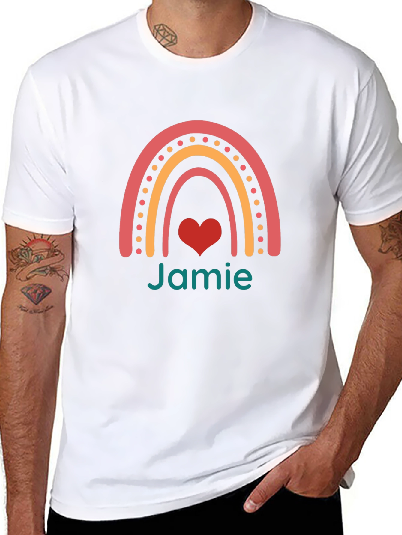 Heart Rainbow Personalized T-Shirt - Jamie