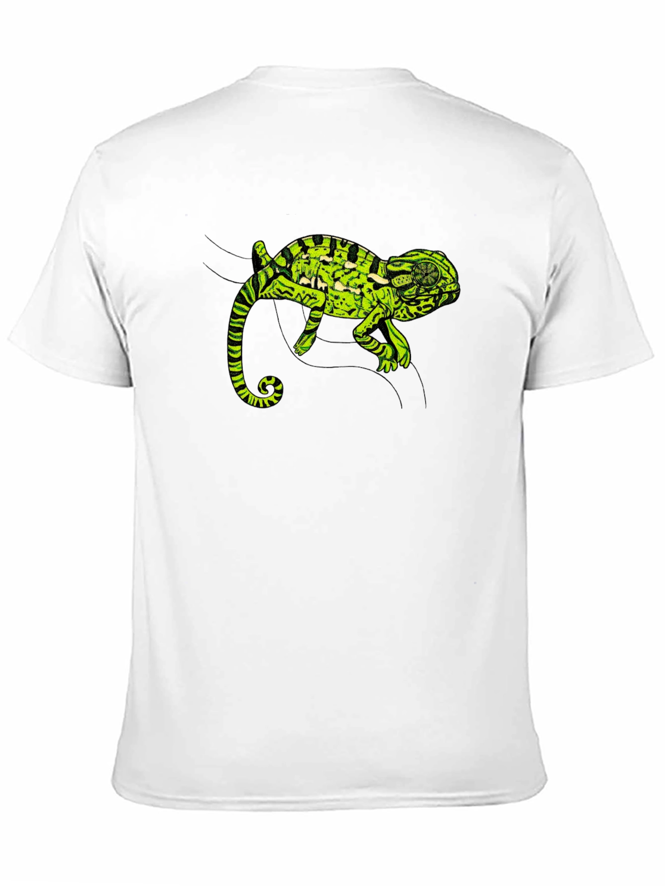 Black T-Shirt with Green Chameleon Graphic
