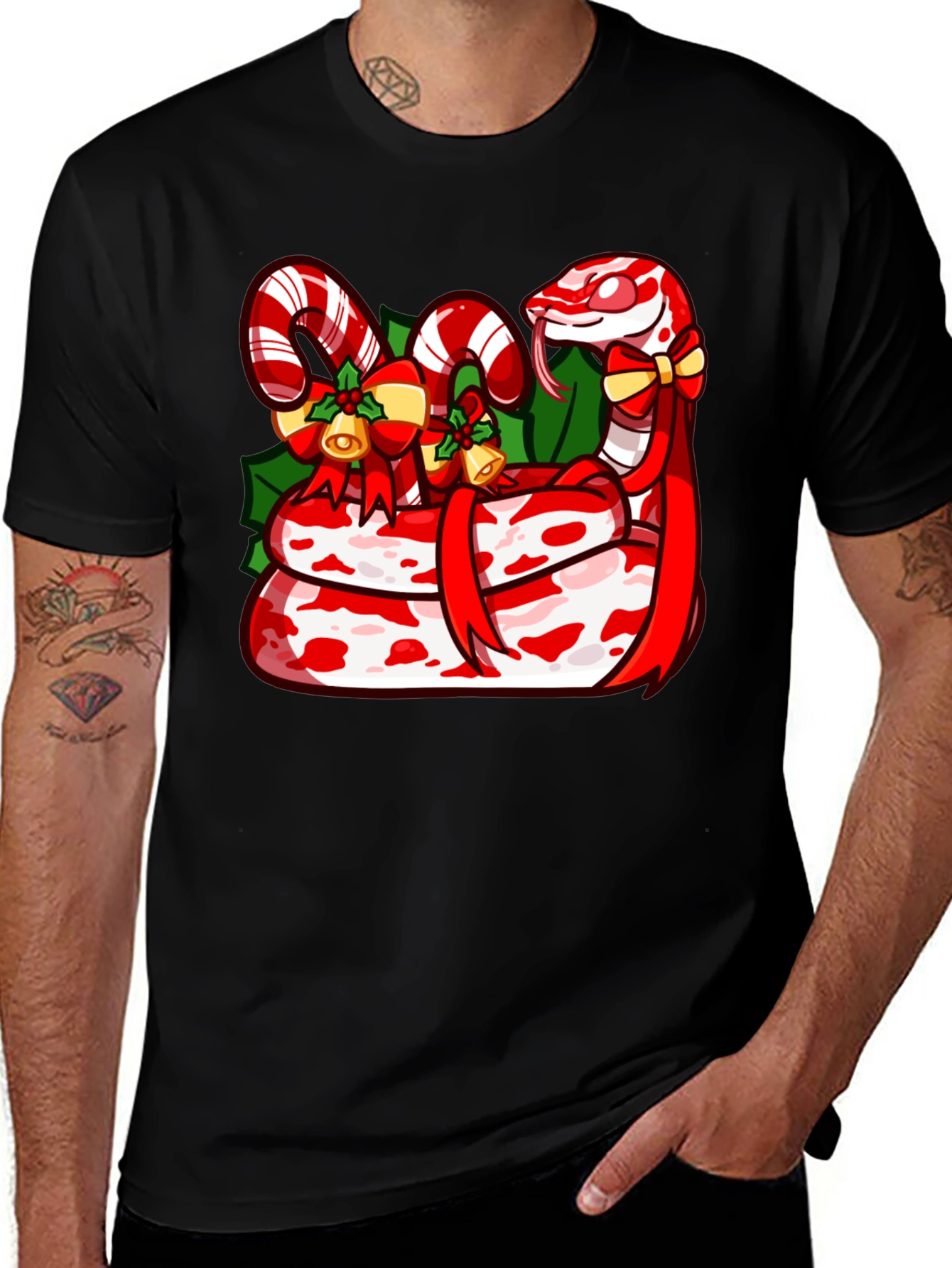 Festive Snake Graphic T-Shirt