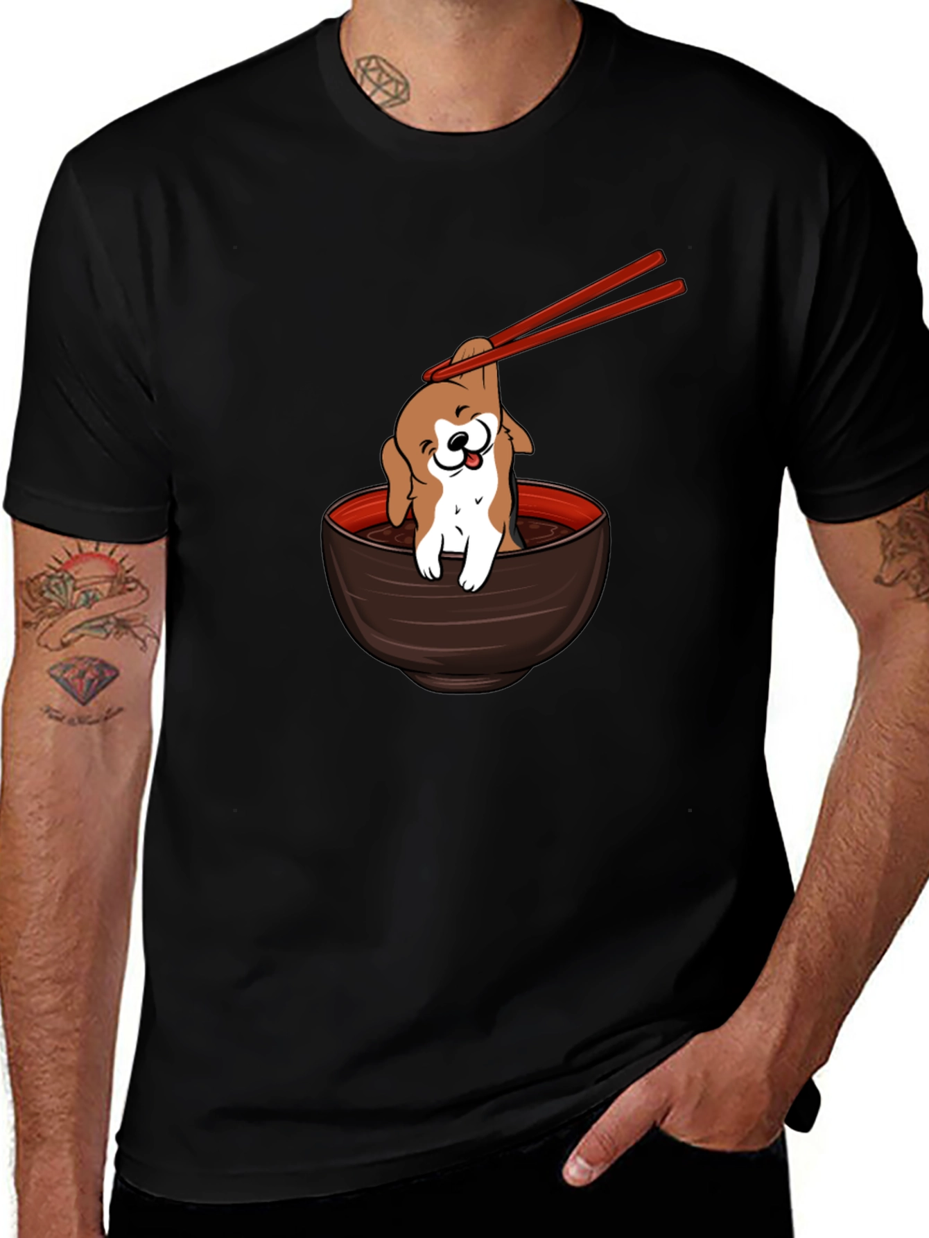Dog Ramen Bowl T-Shirt - Cute Puppy Noodles Tee