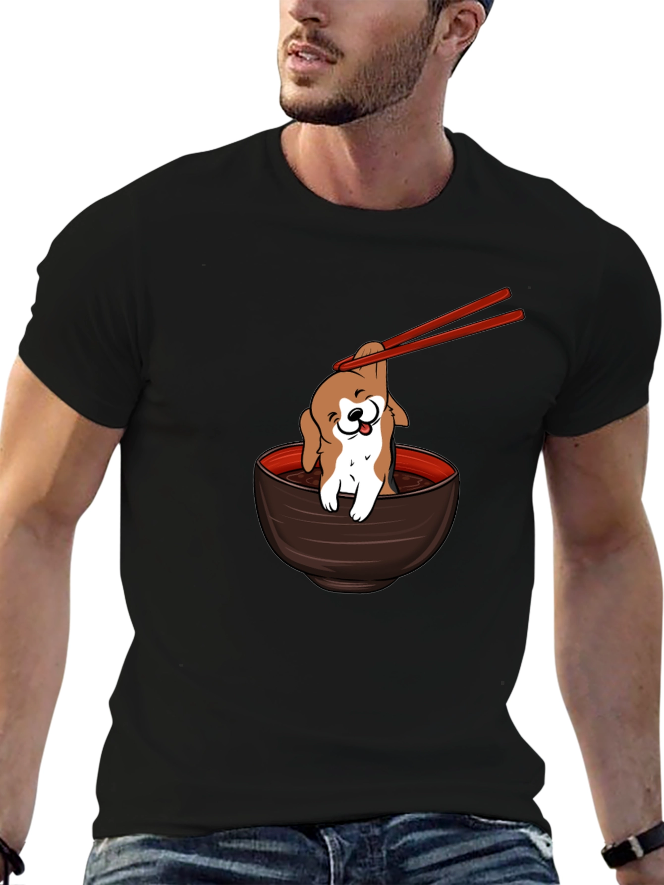 Dog Ramen Bowl T-Shirt - Cute Puppy Noodles Tee